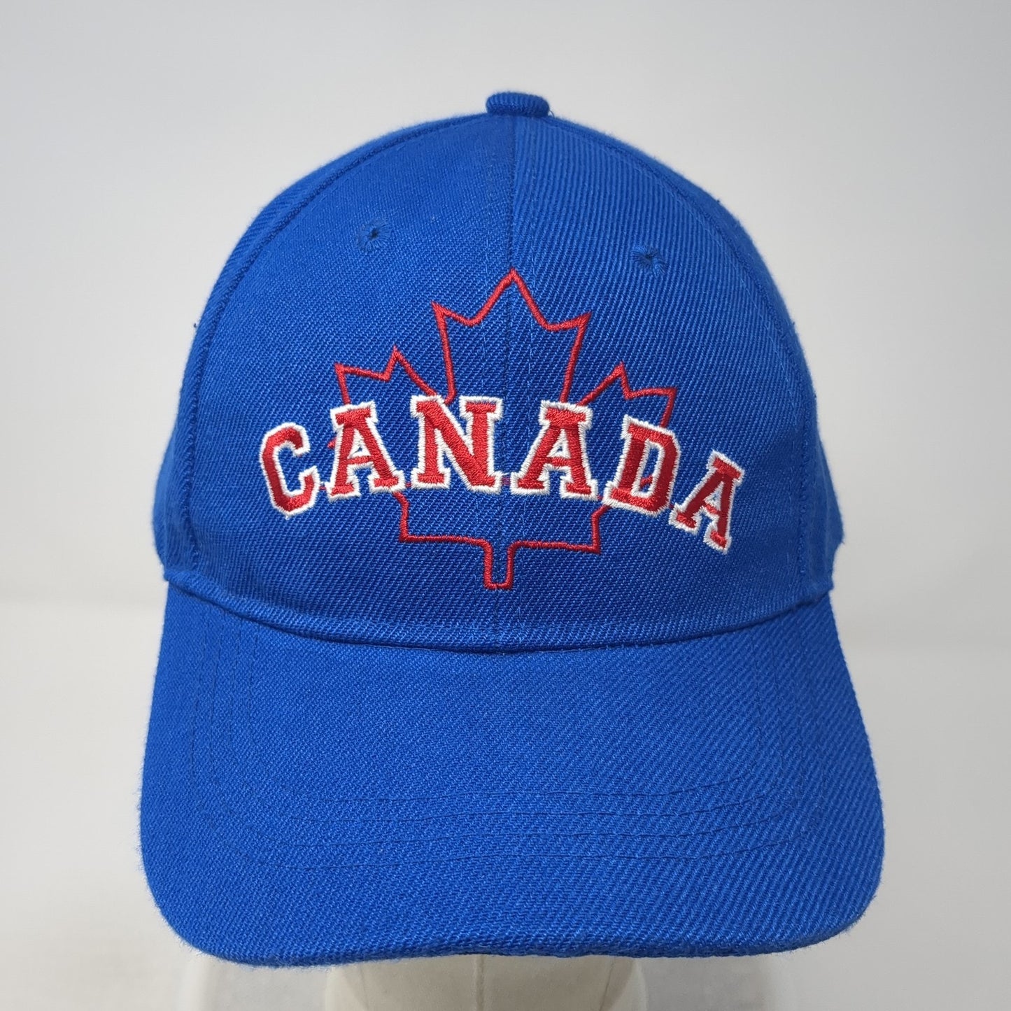 Canada Maple Leaf Strapback Hat Blue One Size Adjustable Embroidered