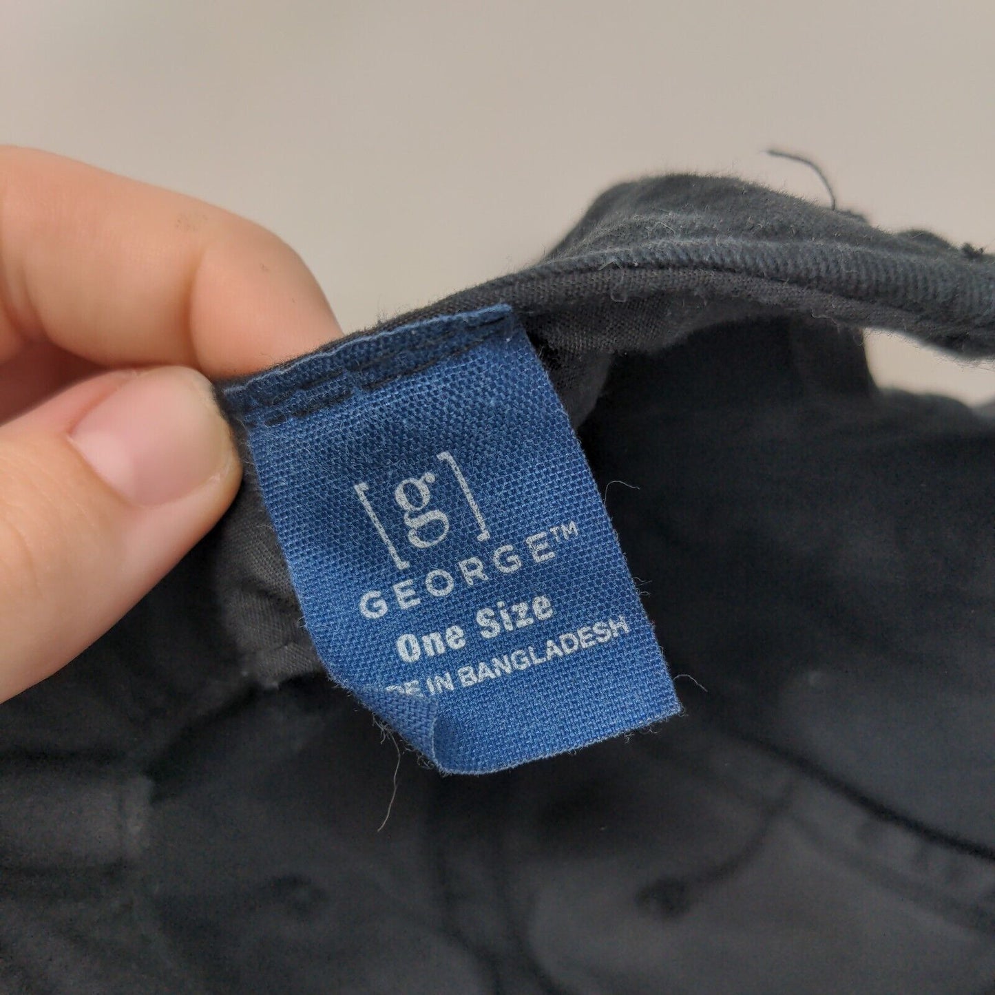 George Strapback Hat Black One Size Adjustable Distressed 6 Panel Blank