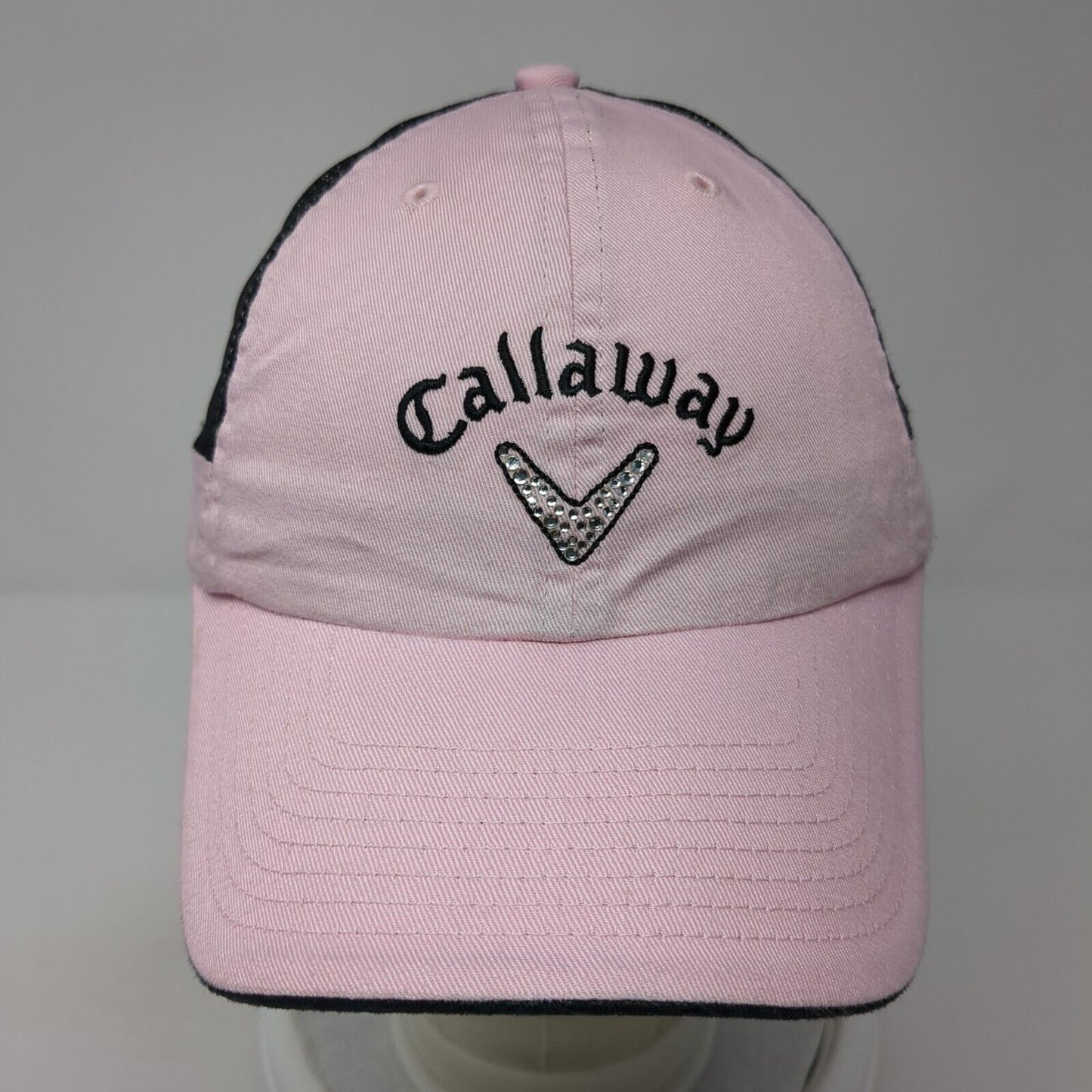 Callaway Golf Strapback Mesh Back Trucker Hat Pink One Size Rhinestone