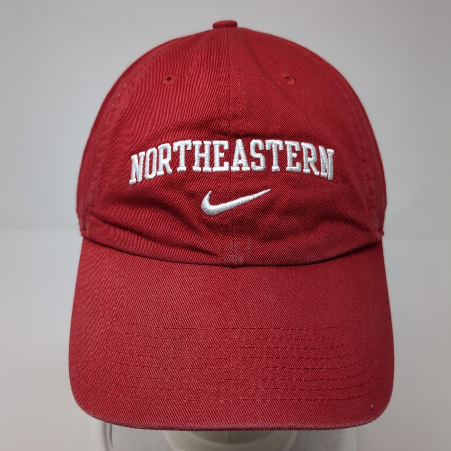 North Eastern Slideback Hat Red One Size Adjustable Nike Swoosh 6 Panel