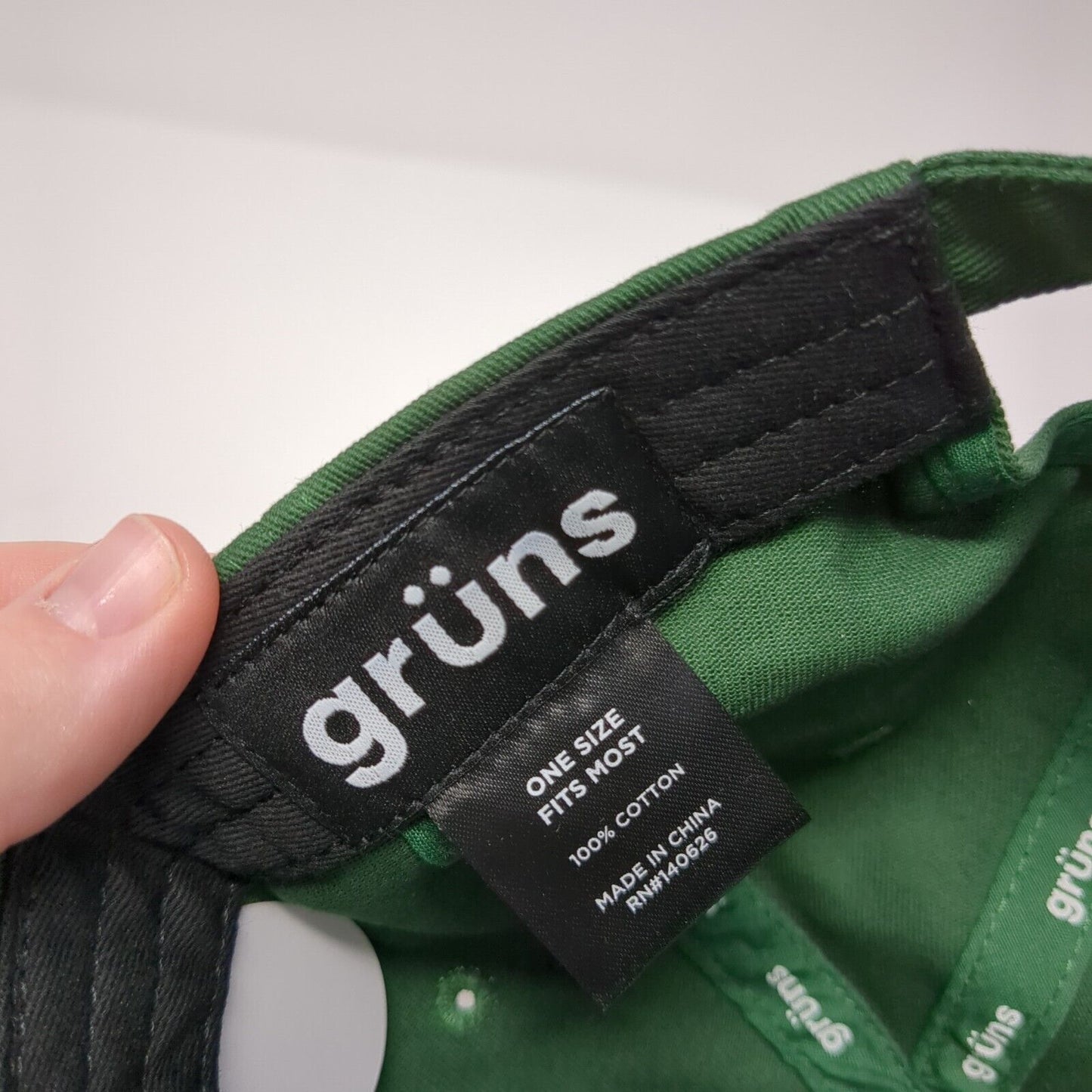 Gruns Slideback Hat Green One Size Adjustable Embroidered 6 Panel