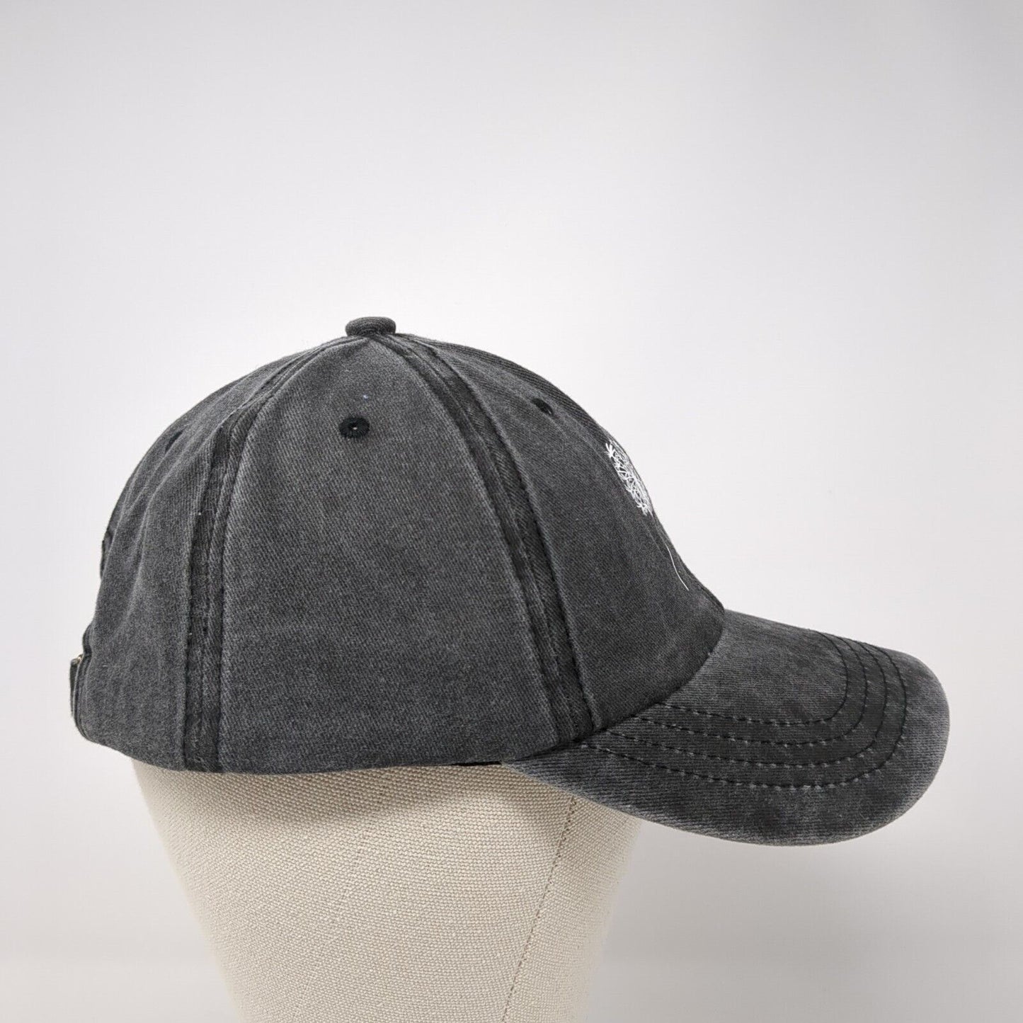Just Breathe Slideback Hat Gray One Size Adjustable Vented Holes 6 Panel Cotton