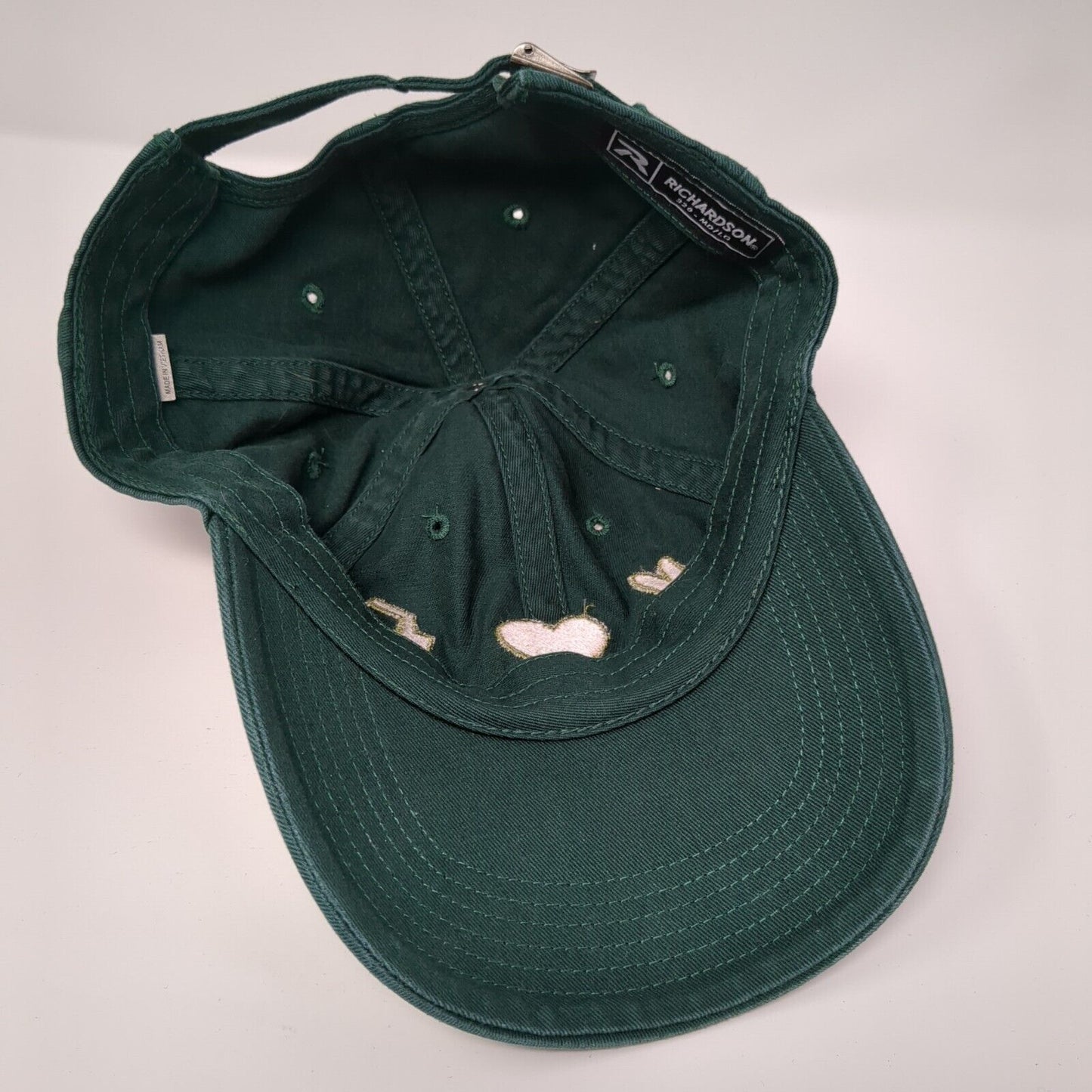 Peace Sign Heart Slideback Hat Green M/L Solid Embroidered Richardson