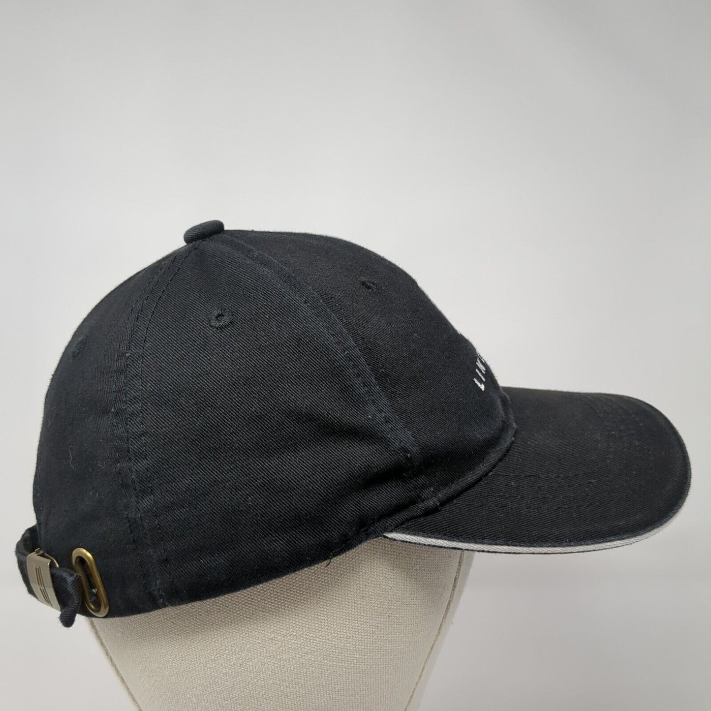 Lincoln Slideback Hat Black 58cm Adjustable Embroidered 6 Panel Solid