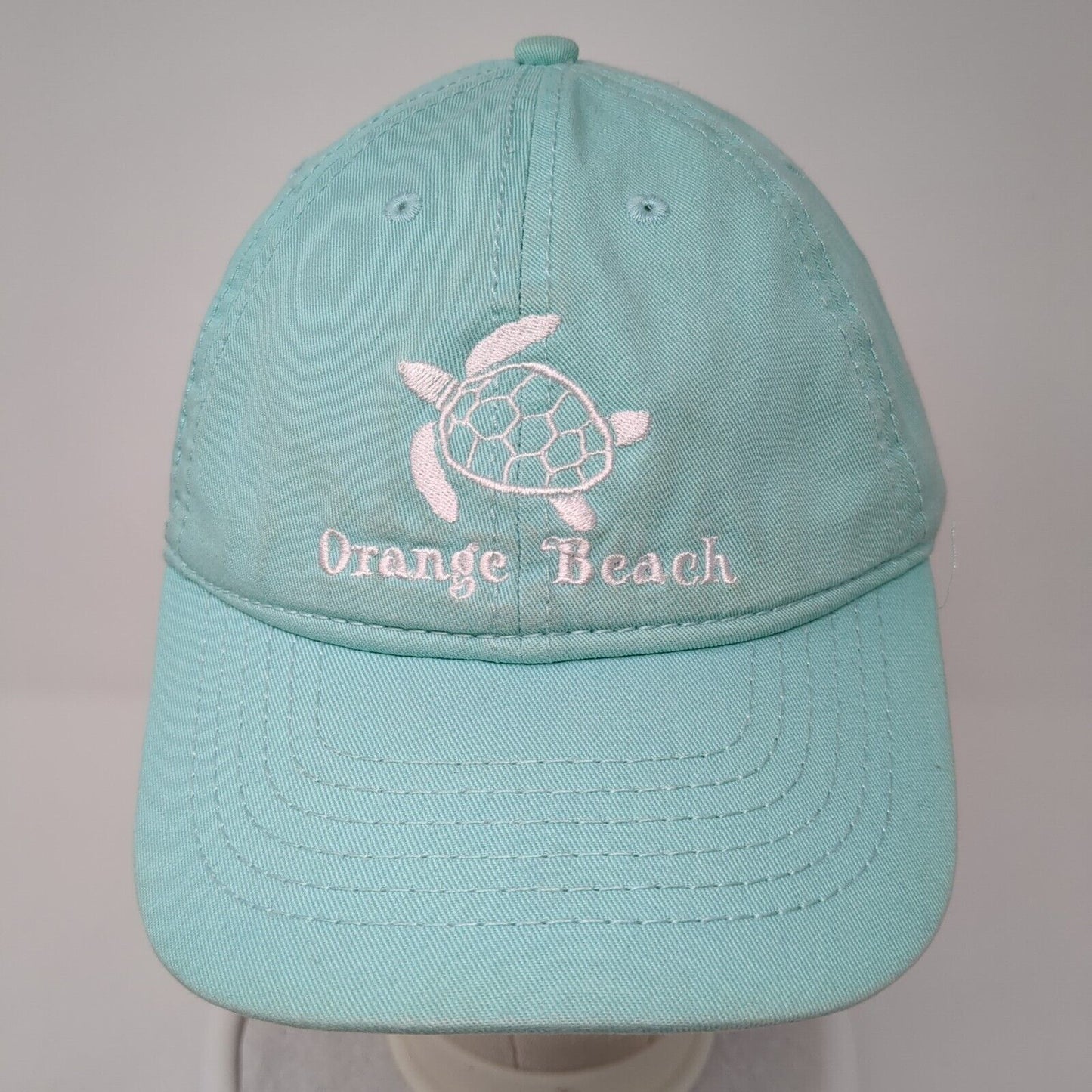 Orange Beach Sea Turtle Strapback Hat Blue One Size Solid Adjustable