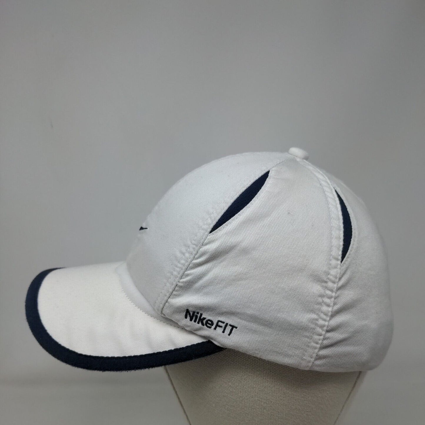 Nike Fit Fitted Hat White OSFA Embroidered Swoosh Mesh Trim Outdoor