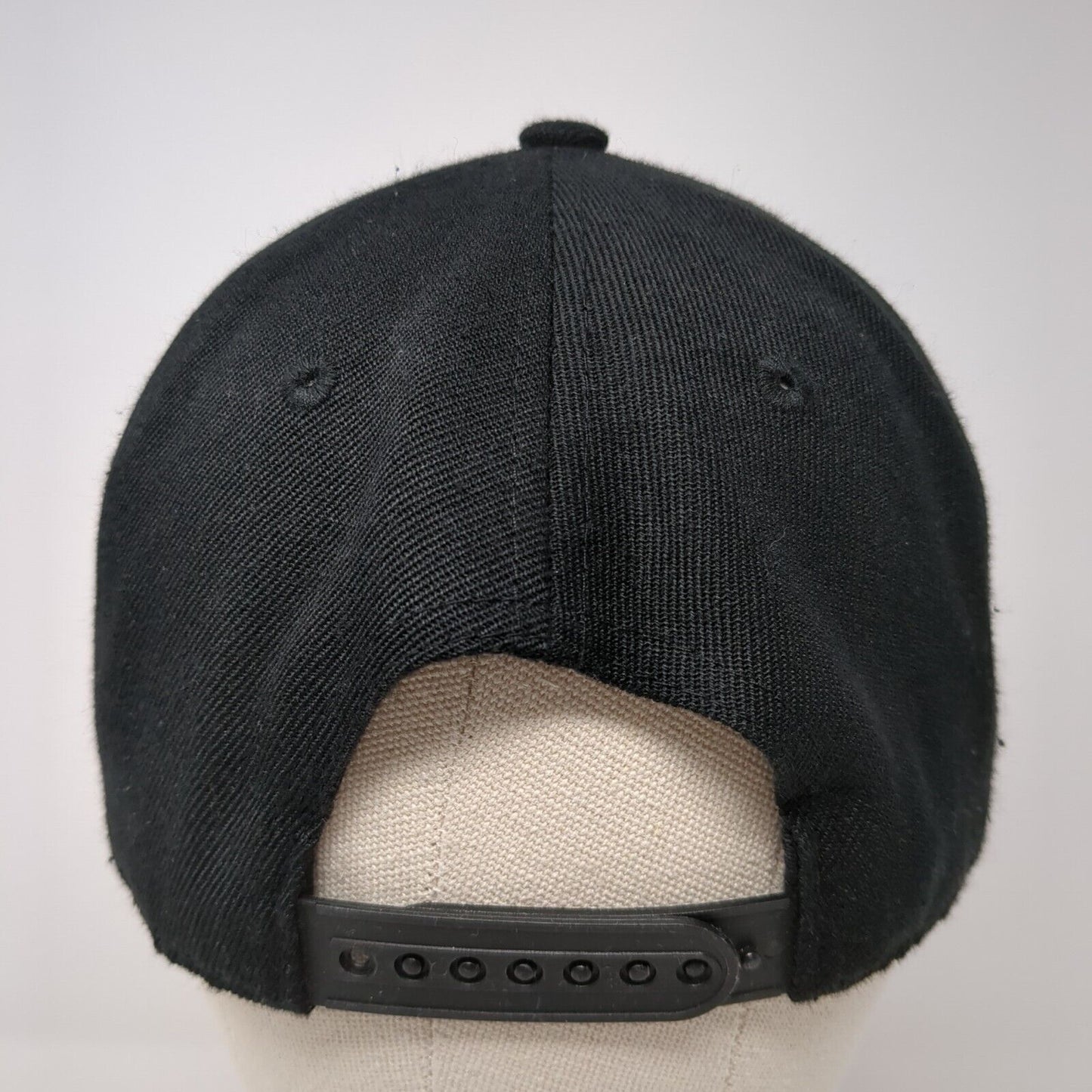 Bear Skeleton Snapback Hat Black One Size Adjustable Solid 6 Panel