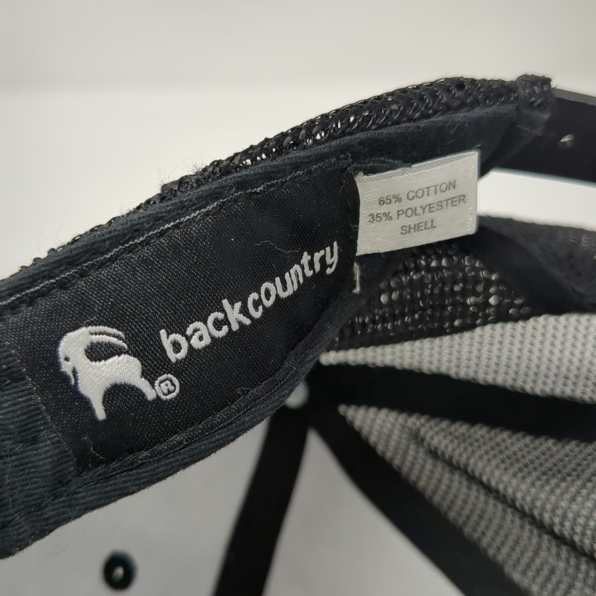 Backcountry Trucker Hat Black One Size Snapback Mesh Logo Patch Curved Brim