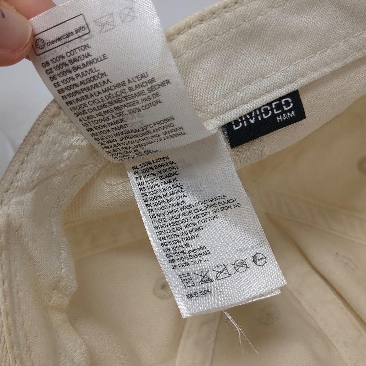 H&M Baseball Cap Beige One Size Solid Plain Blank Cotton Twill Adjustable Hat