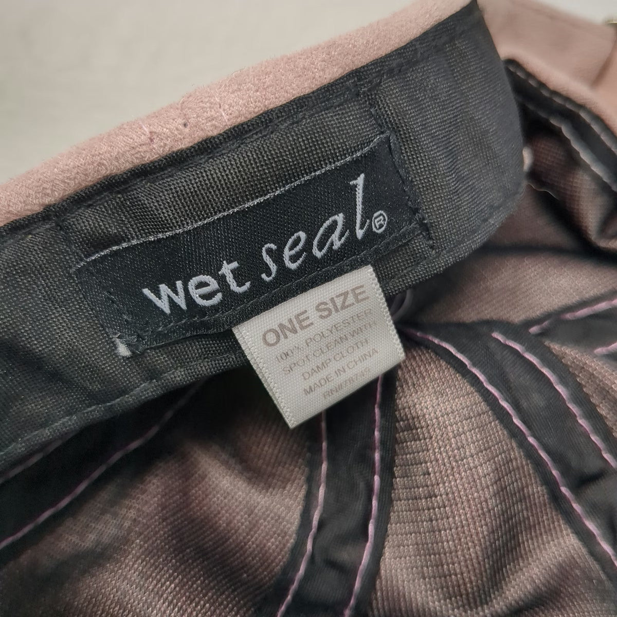 Wet Seal Baseball Cap Pink Gray One Size Faux Suede Slideback Adjustable hat