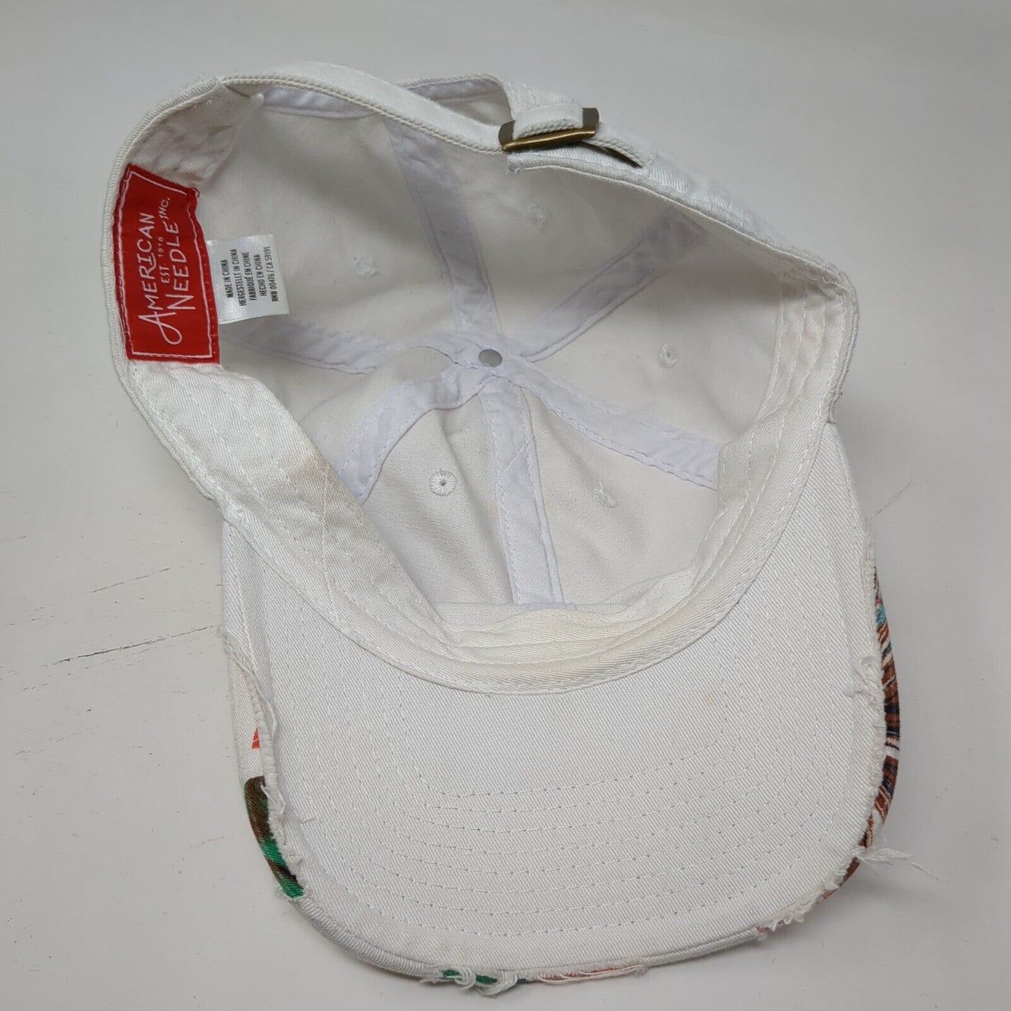 American Needle Slideback Hat White One Size Adjustable Solid 6 Panel