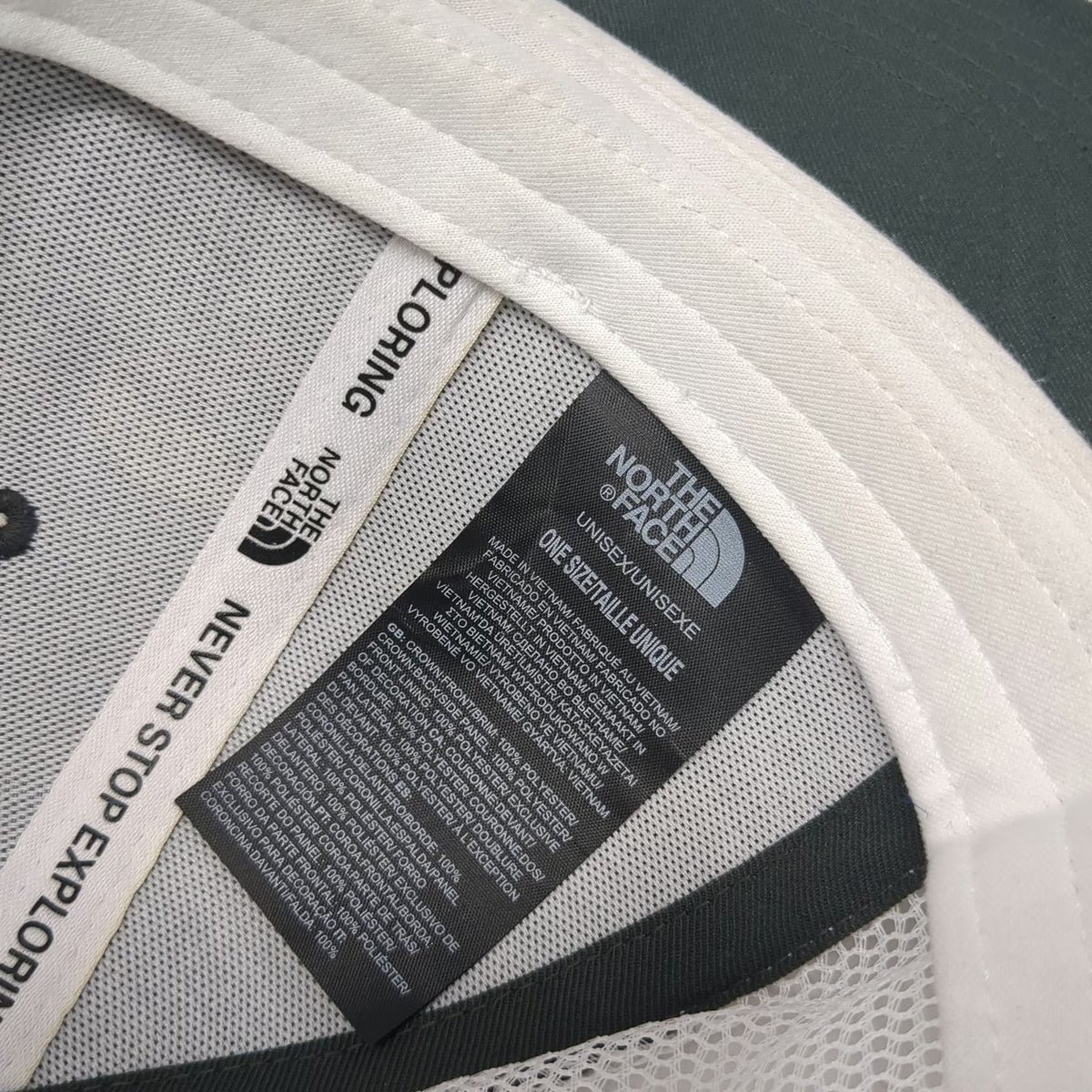 The North Face Trucker Hat Gray White One Size Bear Mountain Snapback Mesh Back