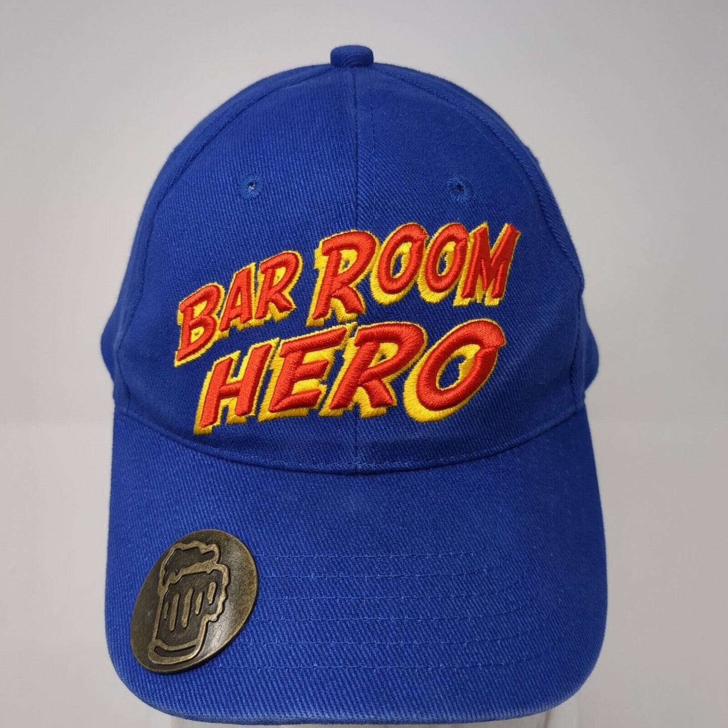 Bar Room Hero Strapback Hat Blue One Size Adjustable Embroidered Bottle Opener
