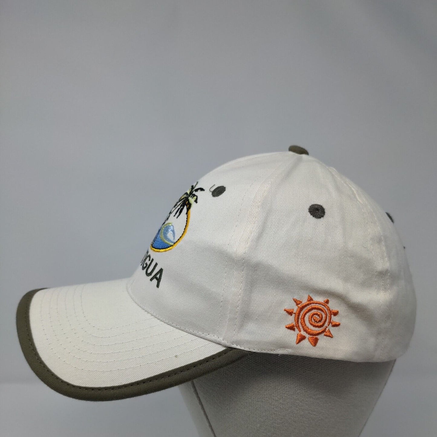 Antigua Palm Trees Strapback Hat Cream OSFA Adjustable Embroidered
