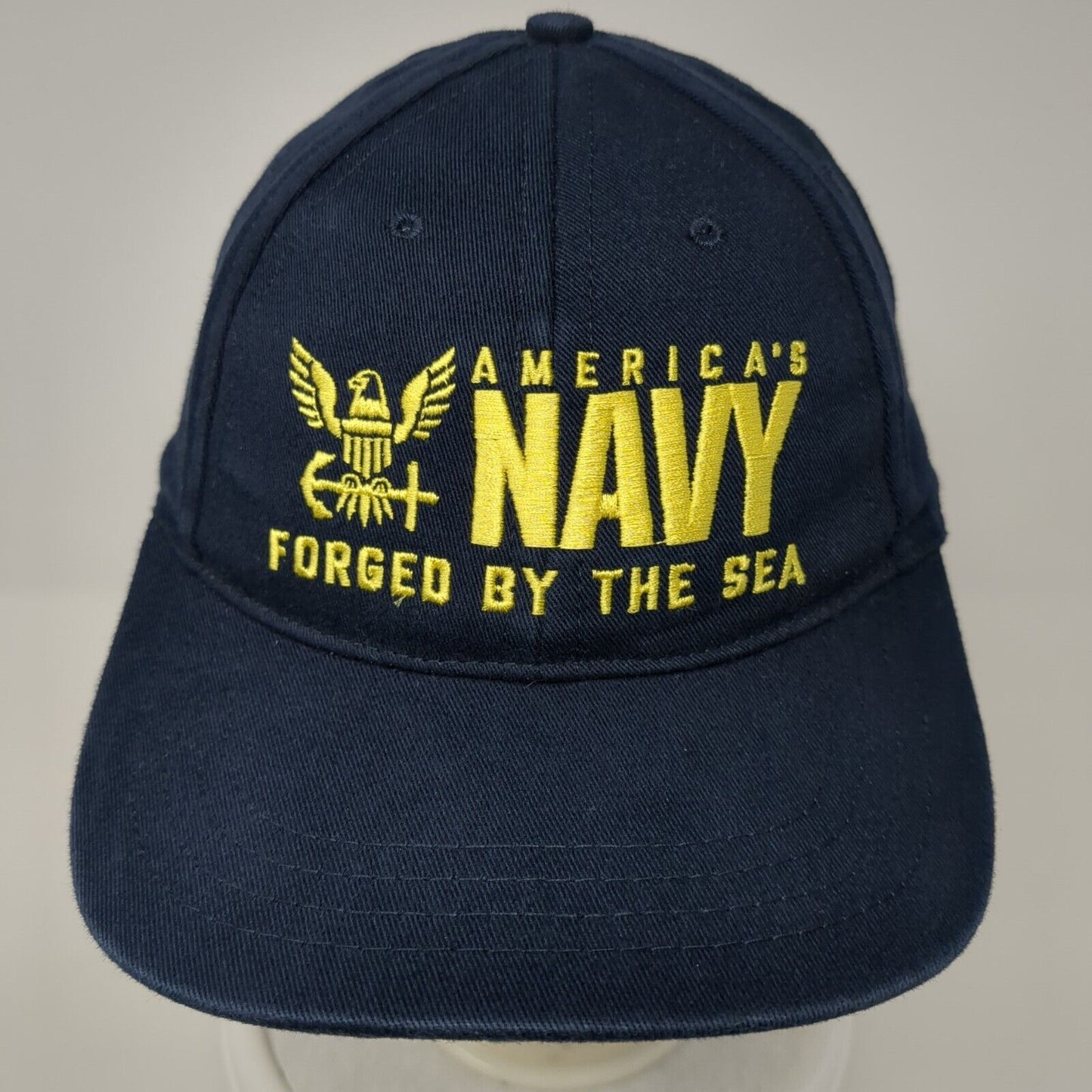 America's Navy Forged By The Sea Strapback Hat Blue One Size Adjustable