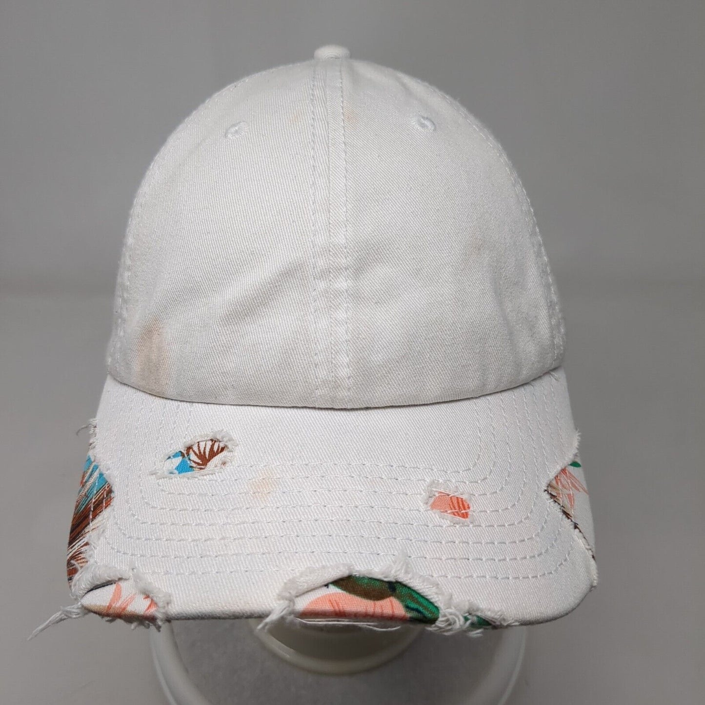 American Needle Slideback Hat White One Size Adjustable Solid 6 Panel