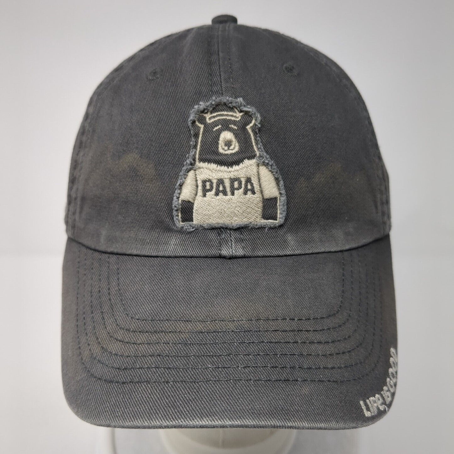 Papa Bear Slideback Hat Gray One Size Adjustable 6 Panel Life Is Good