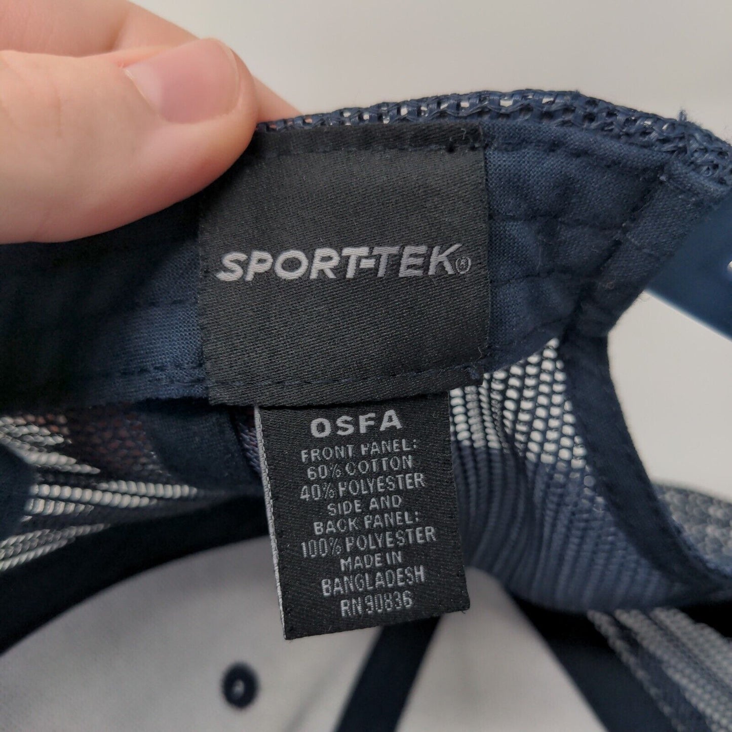 Sport-Tek Snapback Mesh Back Trucker Hat Blue OSFA Embroidered Logo
