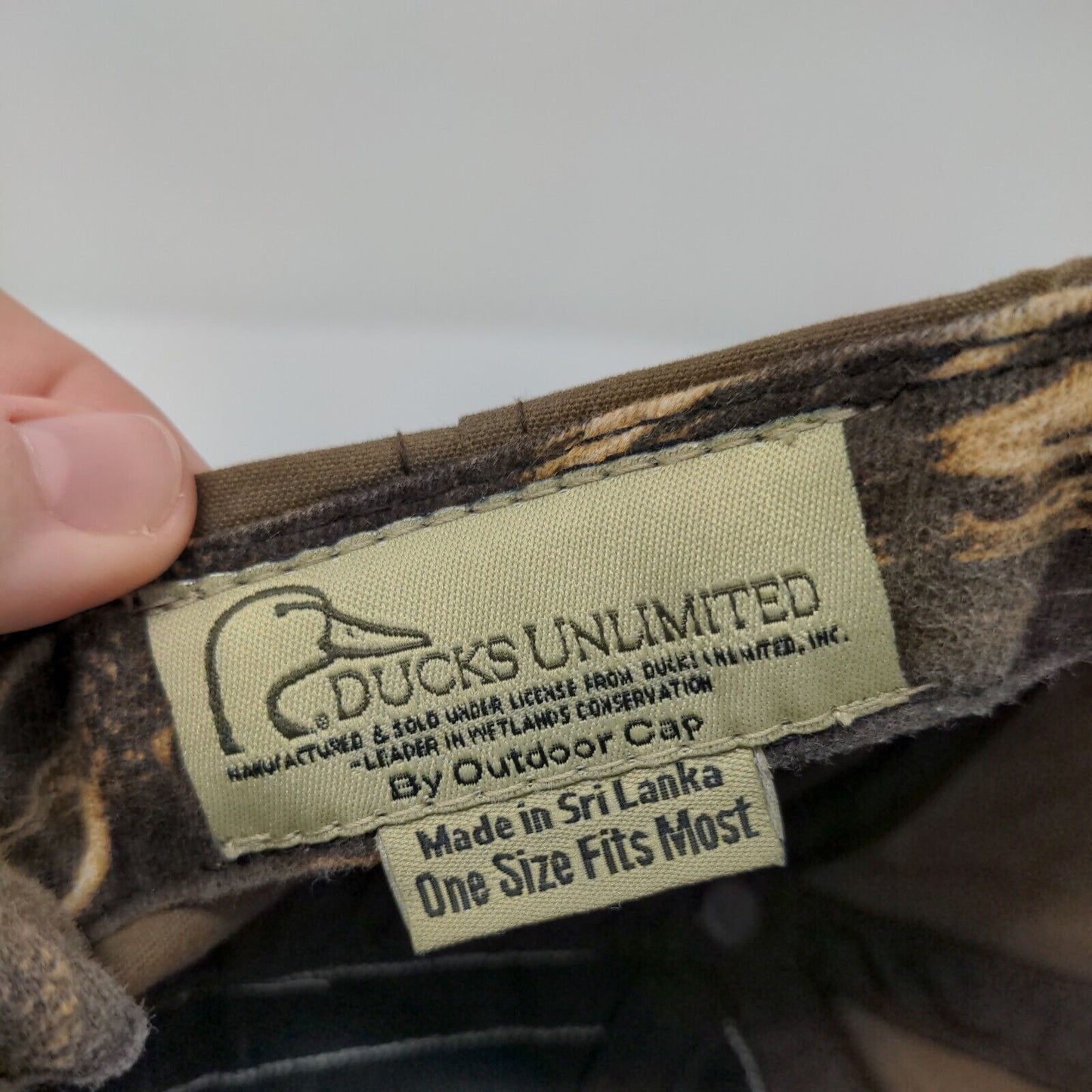 Ducks Unlimited DU Leader Slideback Hat Brown OSFM Camo Trim Outdoor Cap