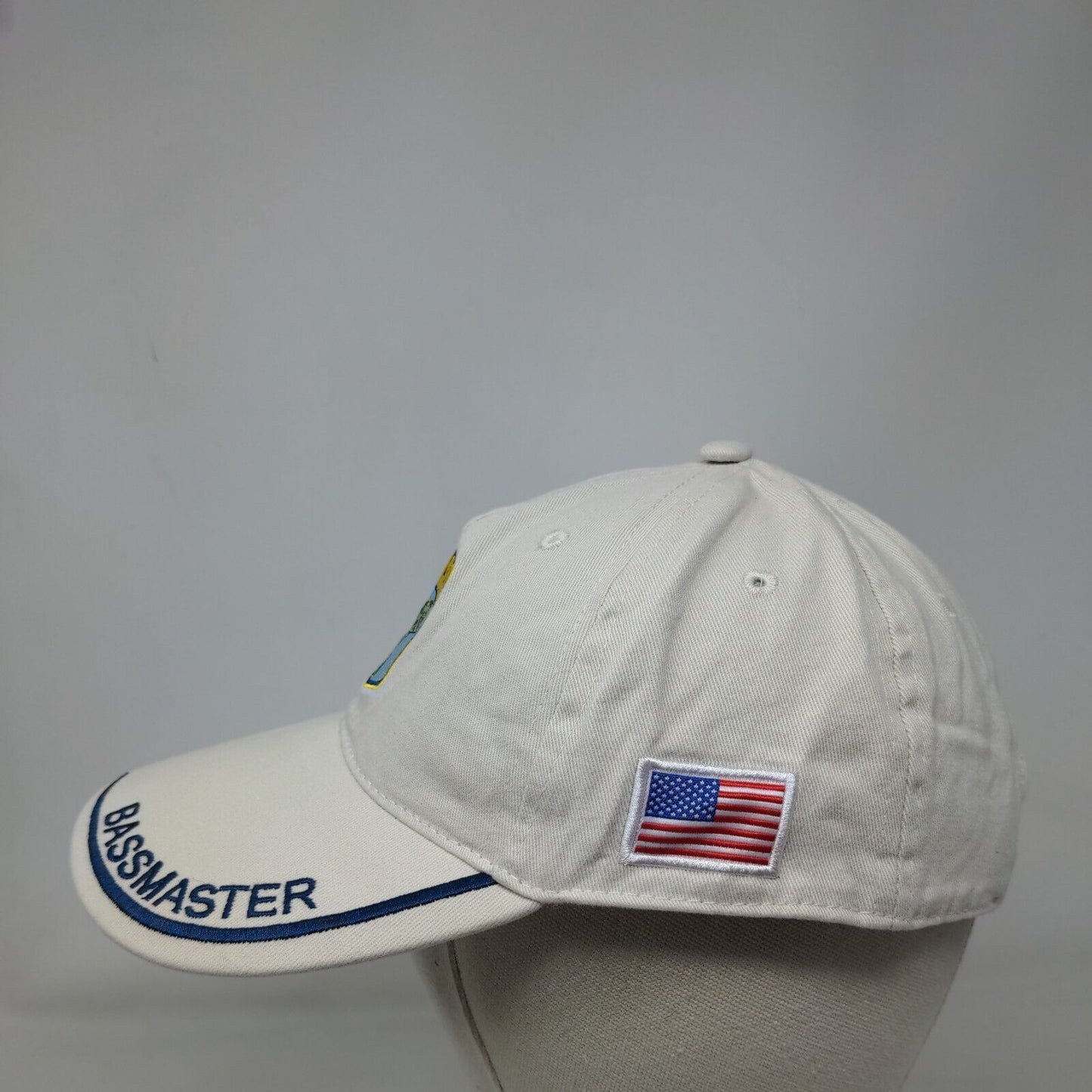 Bass Master Slideback Hat Cream One Size Adjustable Embroidered Patriotic Cotton