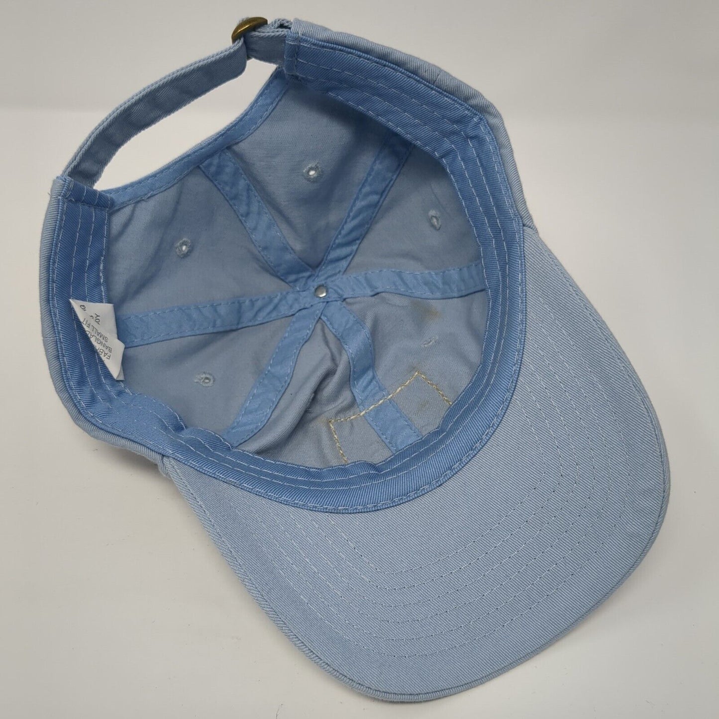 Unbranded Slideback Hat Blue OS Adjustable Leather Patch Vented Holes 6 Panel