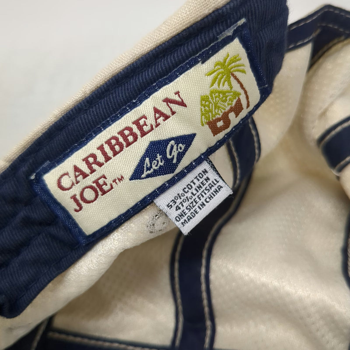 Caribbean Joe 5 Panel Beige One Size Golf Palm Tree Linen Strapback Hat