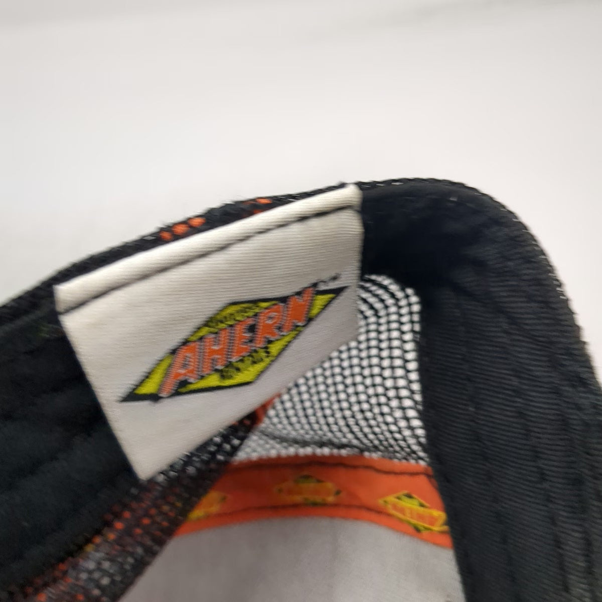 Ahern Rentals Trucker Hat Black One Size Mesh Back Snapback Orange Patch Logo