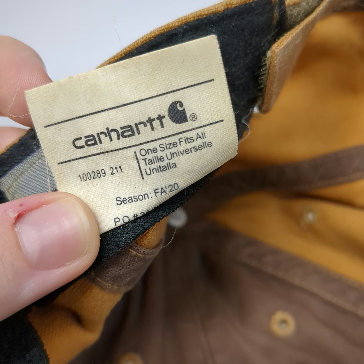 Carhartt Baseball Cap Brown One Size Strapback Leather Patch Logo Canvas Hat