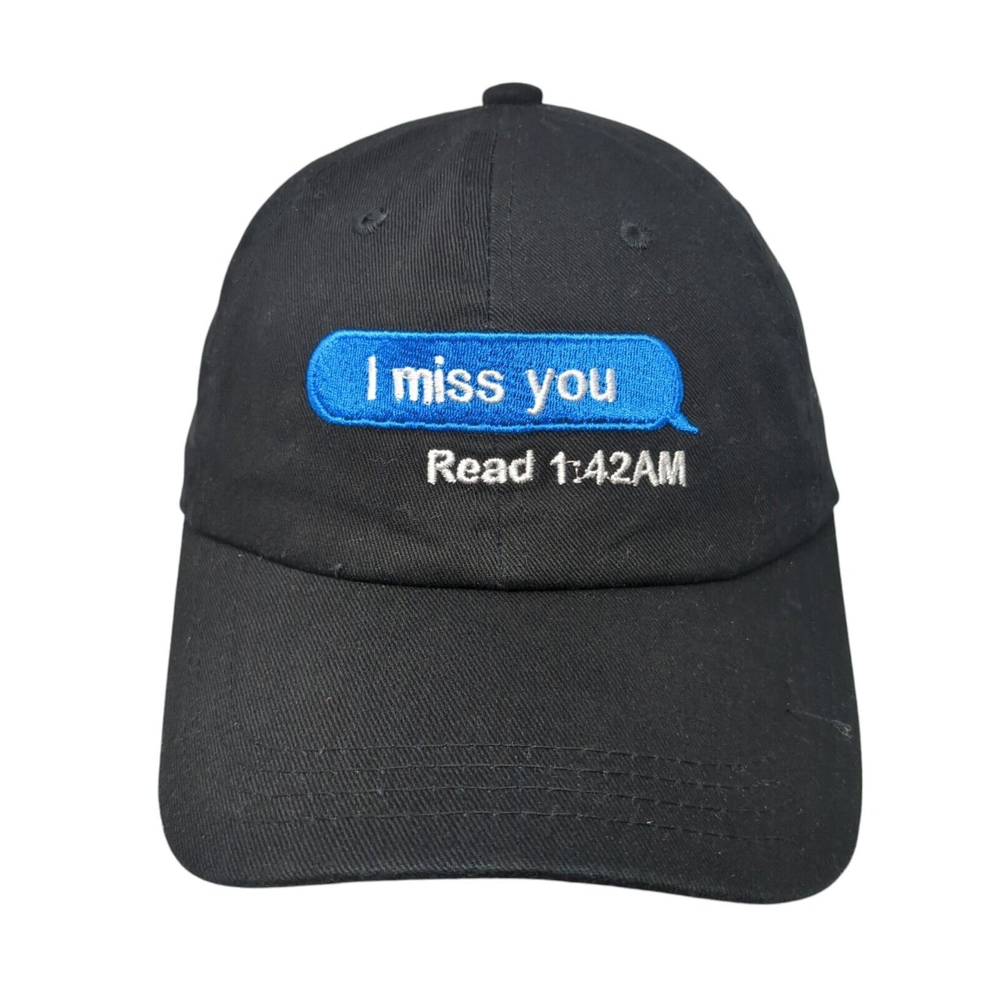 I Miss You Slideback Hat Black One Size Adjustable Embroidered Carbon