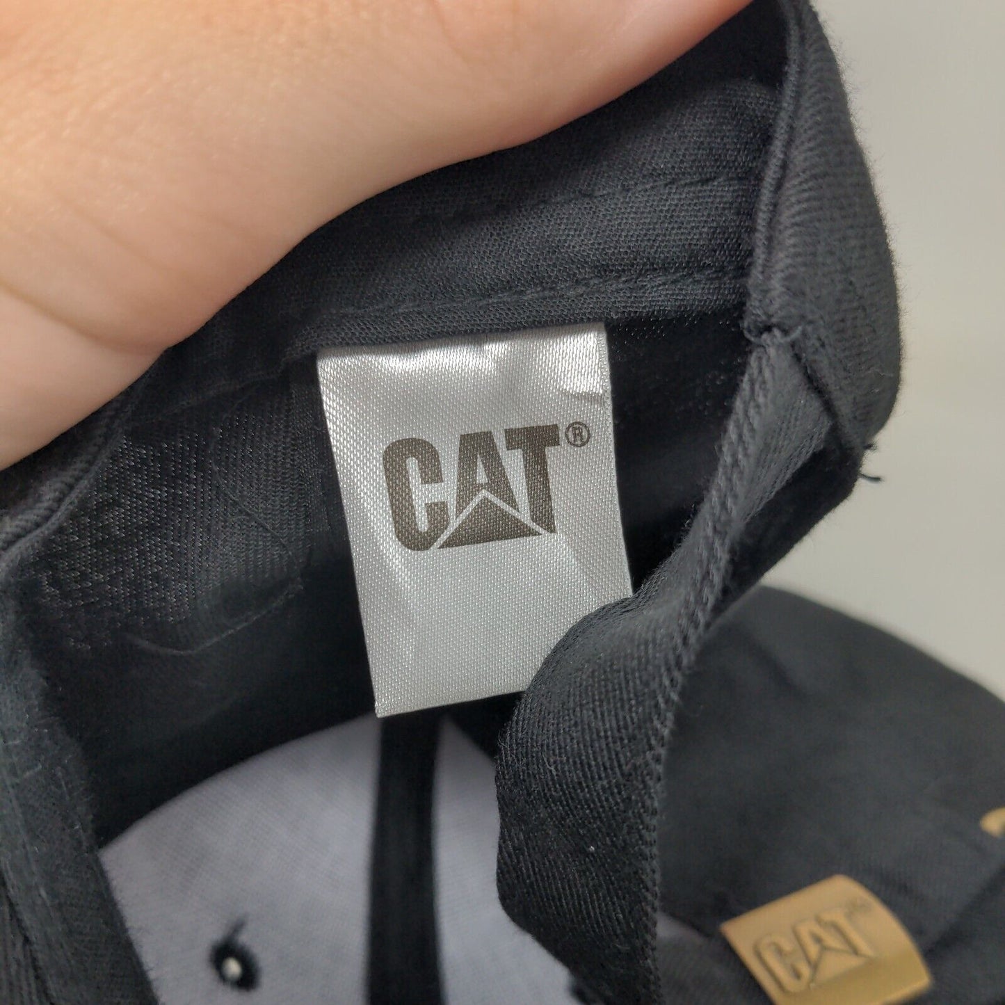 CAT Slideback Hat Black One Size Embroidered Logo Adjustable 6 Panel