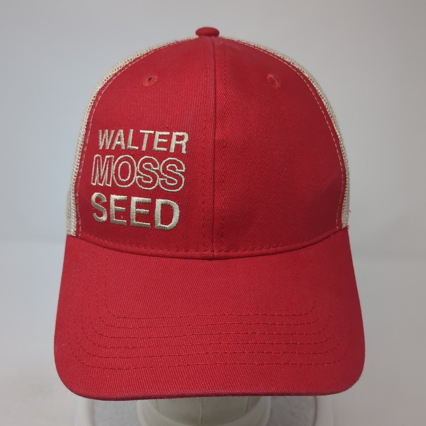 Walter Moss Seed Trucker Hat Red One Size Adjustable Mesh Back George Andrie