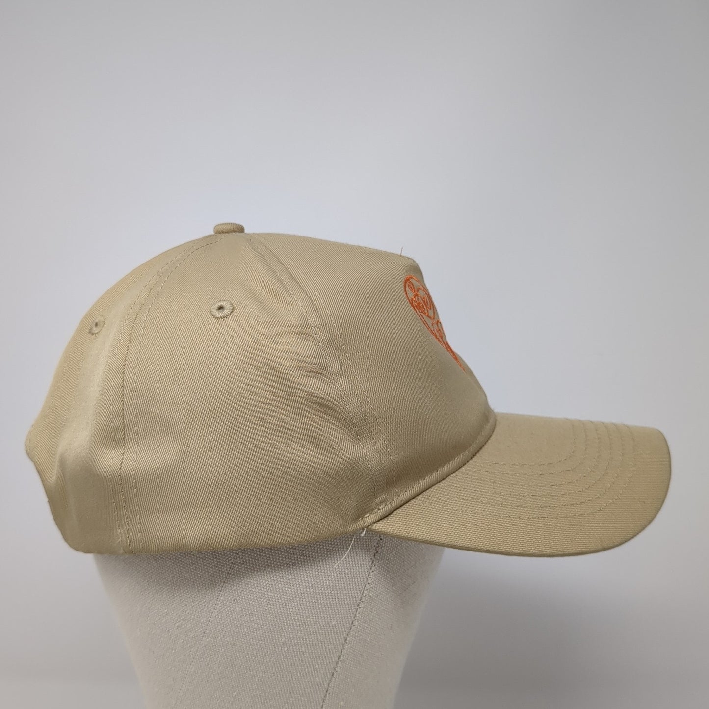 Orange Ribbon Heart Strapback Hat Brown One Size Embroidered Hit Wear