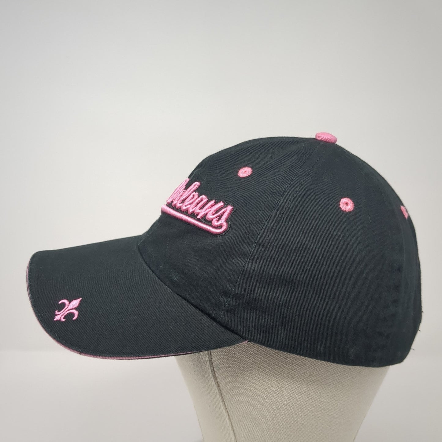 New Orleans Strapback Baseball Cap Black One Size Adjustable Embroidered Raw Ma