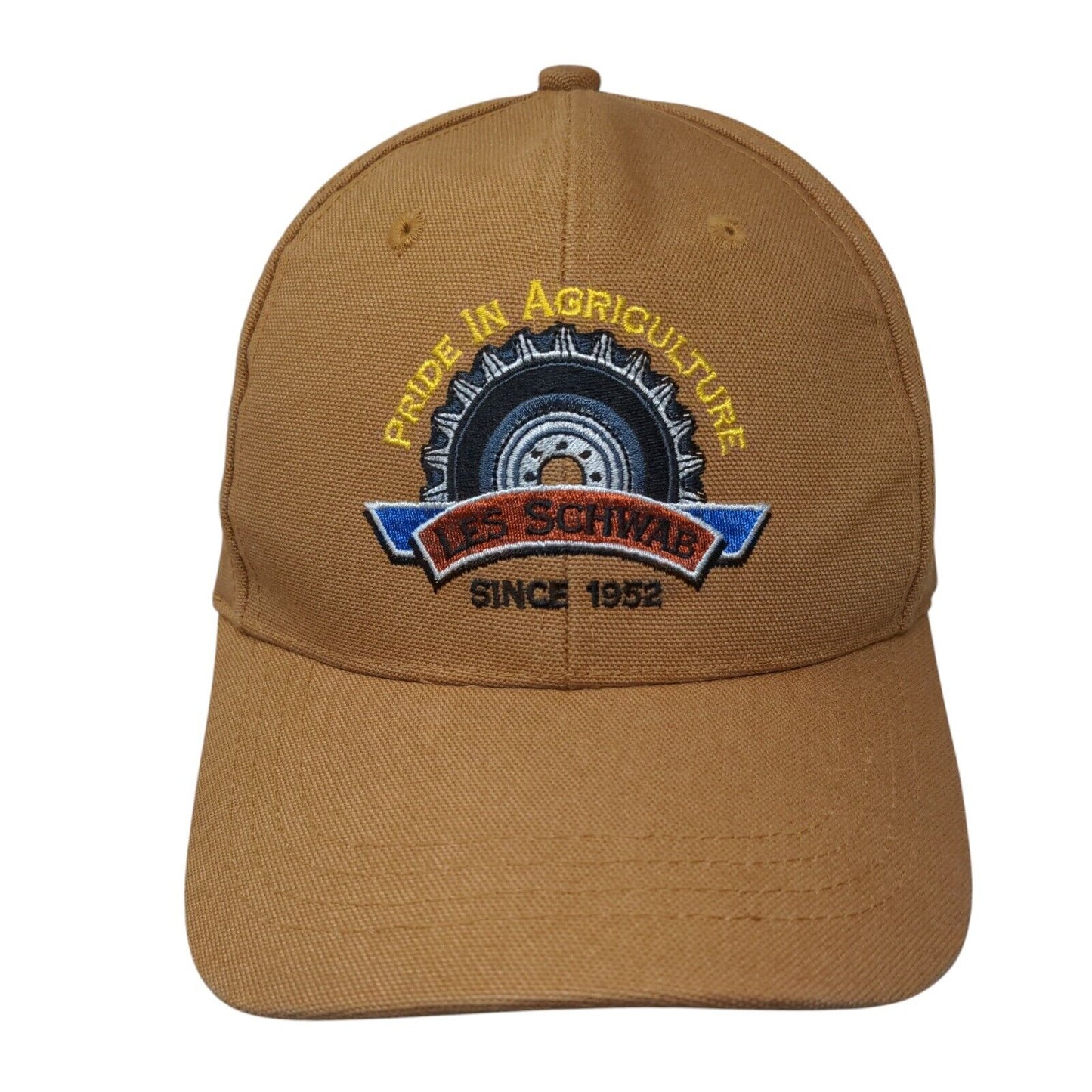 Pride in Agriculture Les Schwab Since 1952 Strapback Hat Brown One Size Cotton
