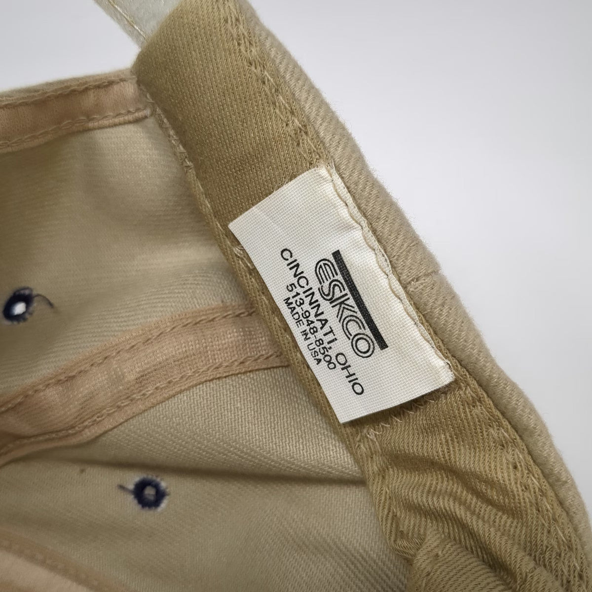 ESKCO GE Aircraft Engines Baseball Cap Beige Blue OSFM Strapback Two Tone Hat