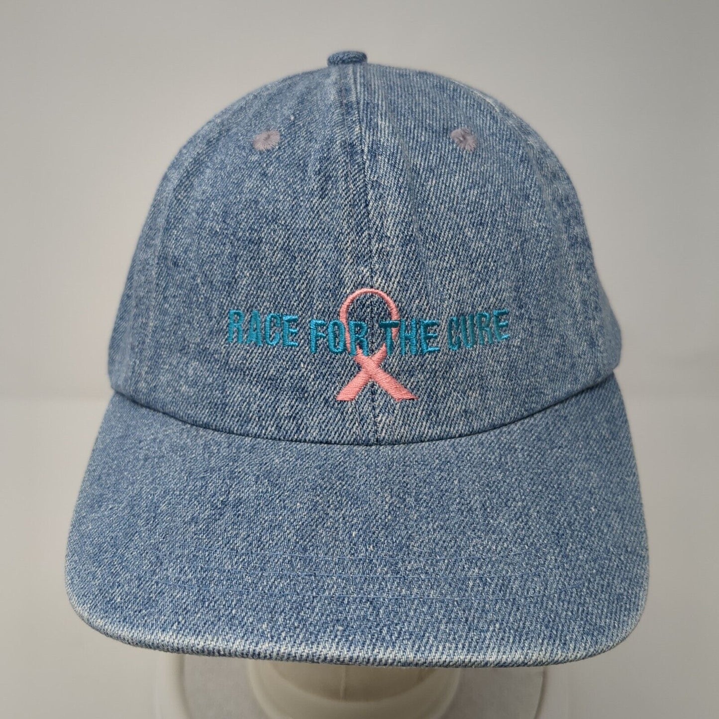 Race For The Cure Slideback Hat Blue One Size Adjustable Embroidered Cotton