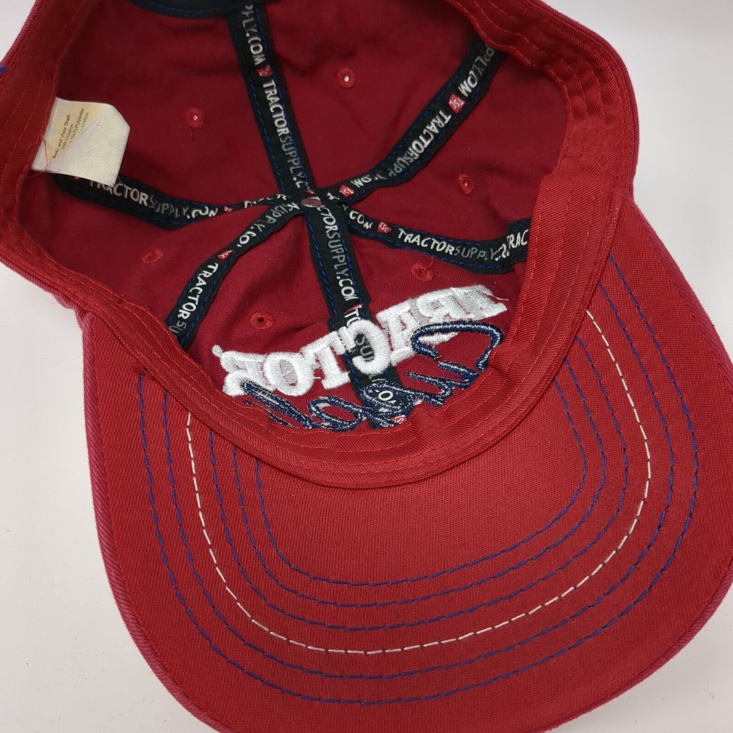 Tractor Supply Company Slideback Hat Red One Size Adjustable Embroidered 6 Panel