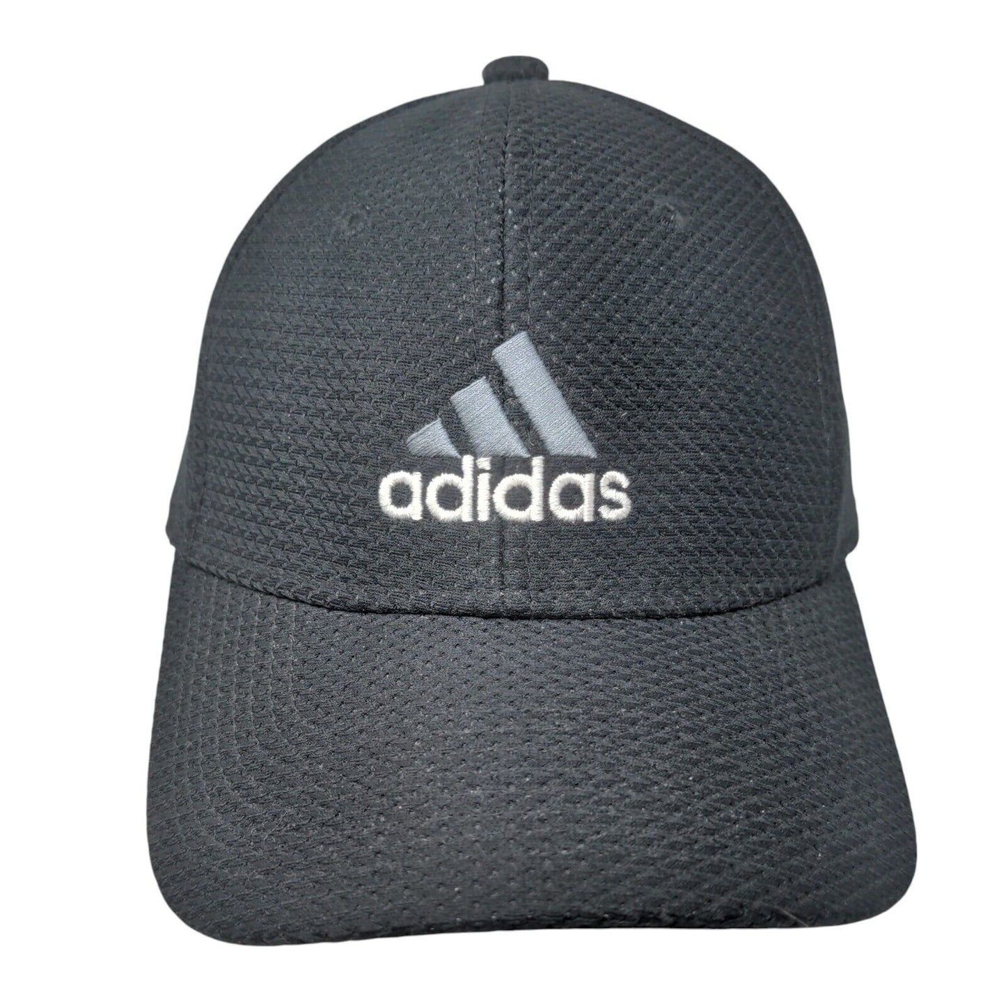 Adidas 3 Stripes Fitted Hat Black L/XL Embroidered 6 Panel Vent Holes