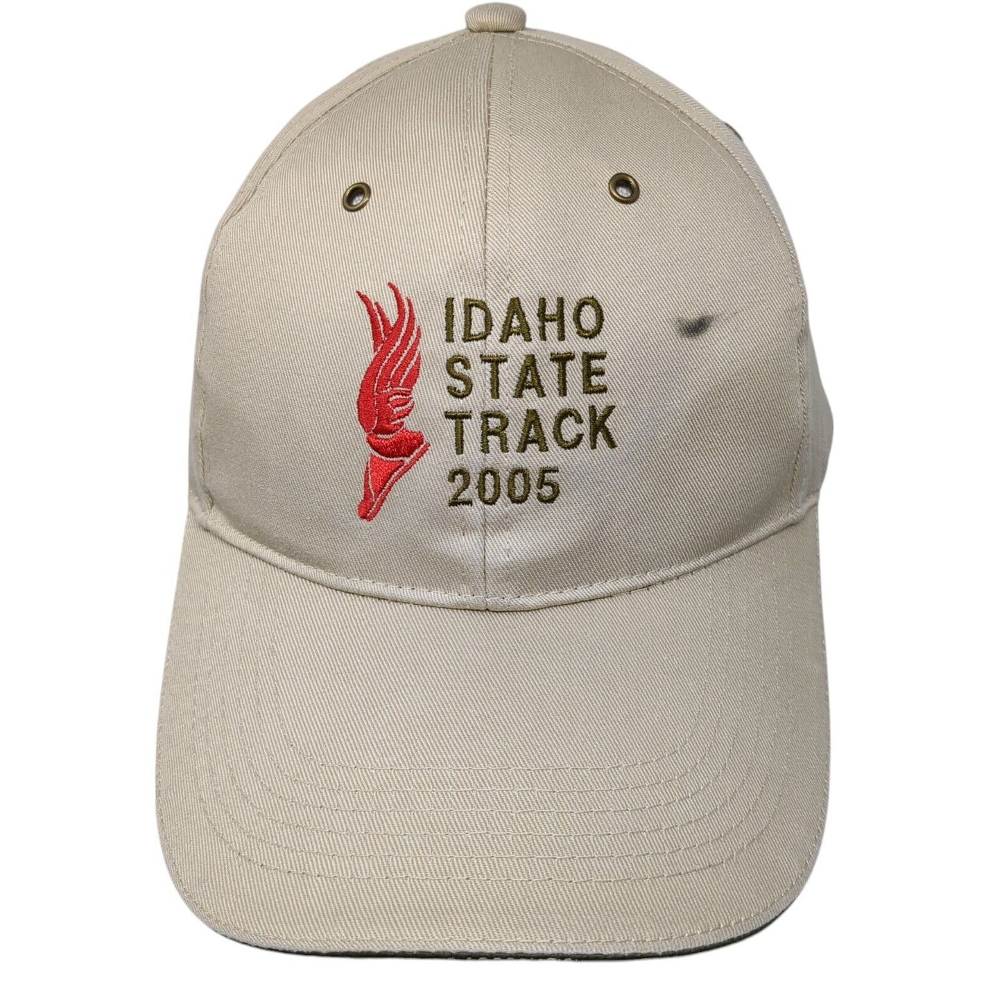 Idaho State Track 2005 Slideback Hat Tan One Size Embroidered USA Flag