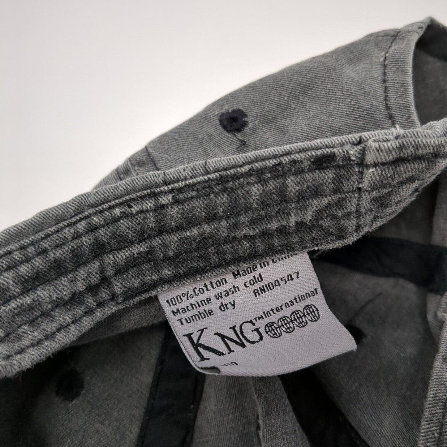 KNG Slideback Hat Gray One Size Adjustable Vented Holes 6 Panel Blank Cotton