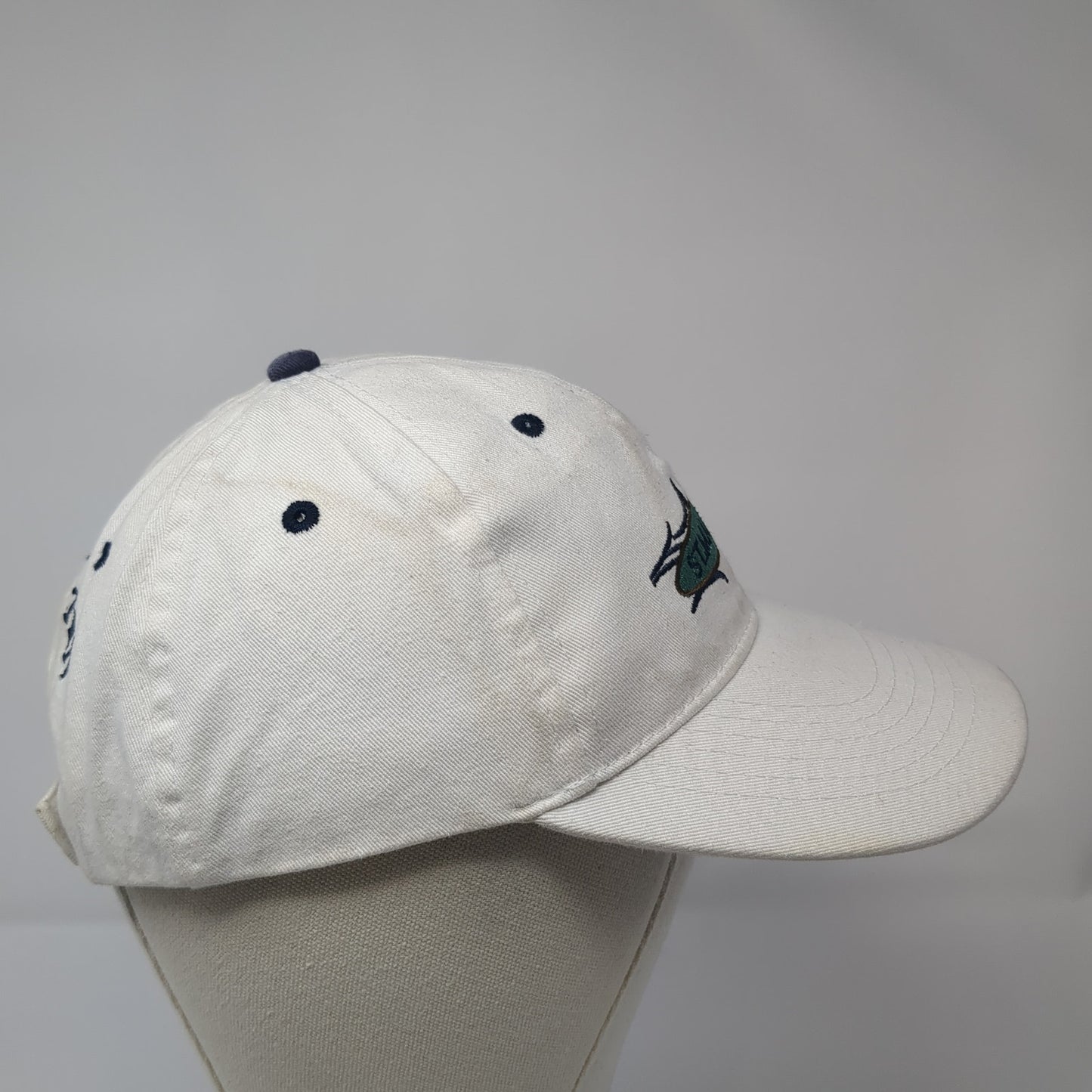 St. Maarten Strapback Hat White One Size Adjustable Embroidered 6 Panel