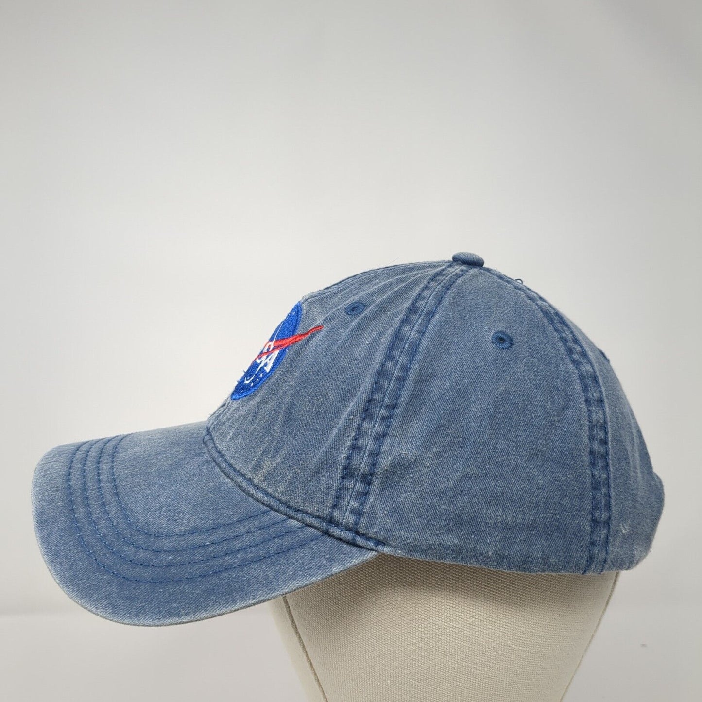 NASA Slideback Hat Blue One Size Adjustable Embroidered Denim Otto Cotton