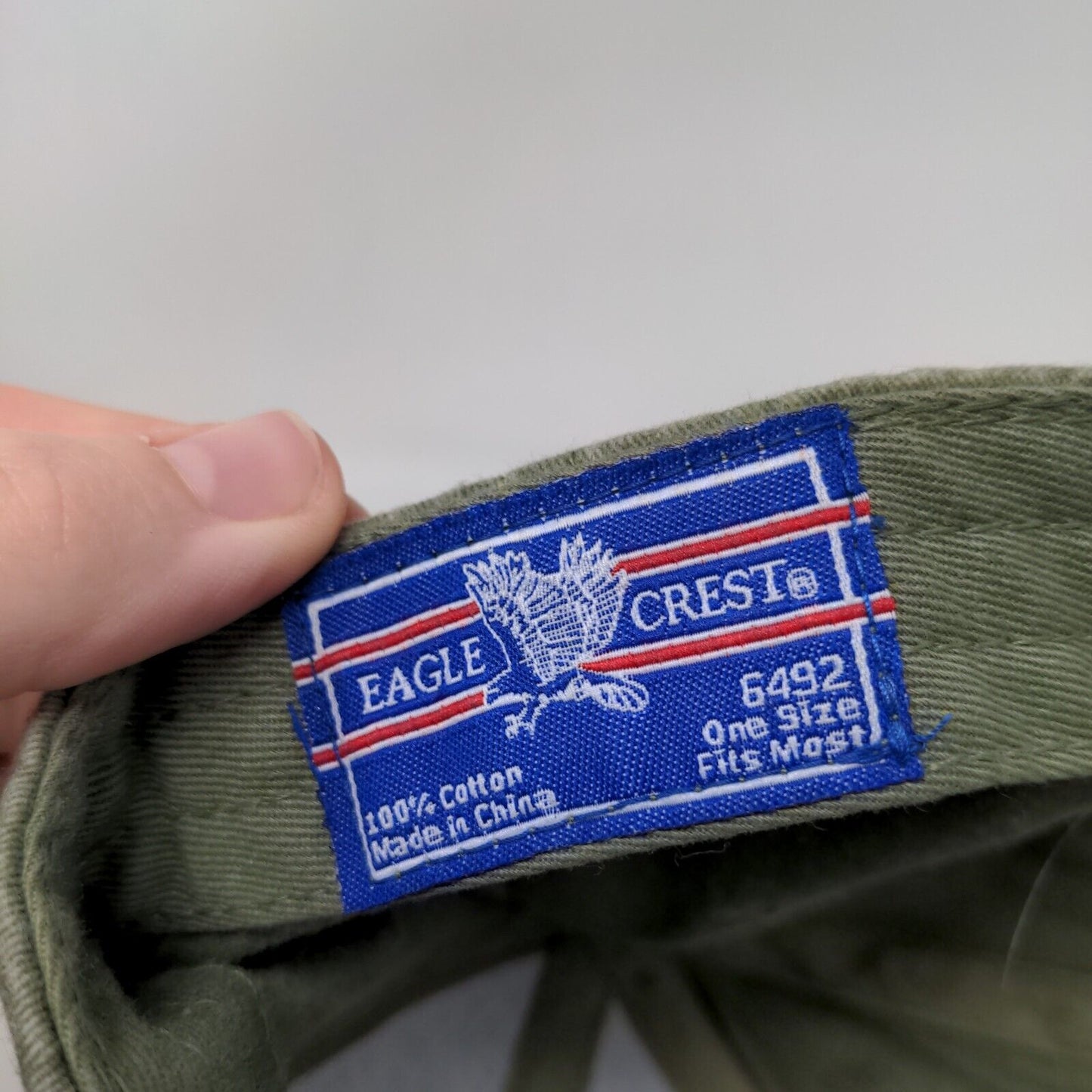 Veteran Strapback Hat Green OSFM Adjustable Embroidered 6 Panel Eagle Crest