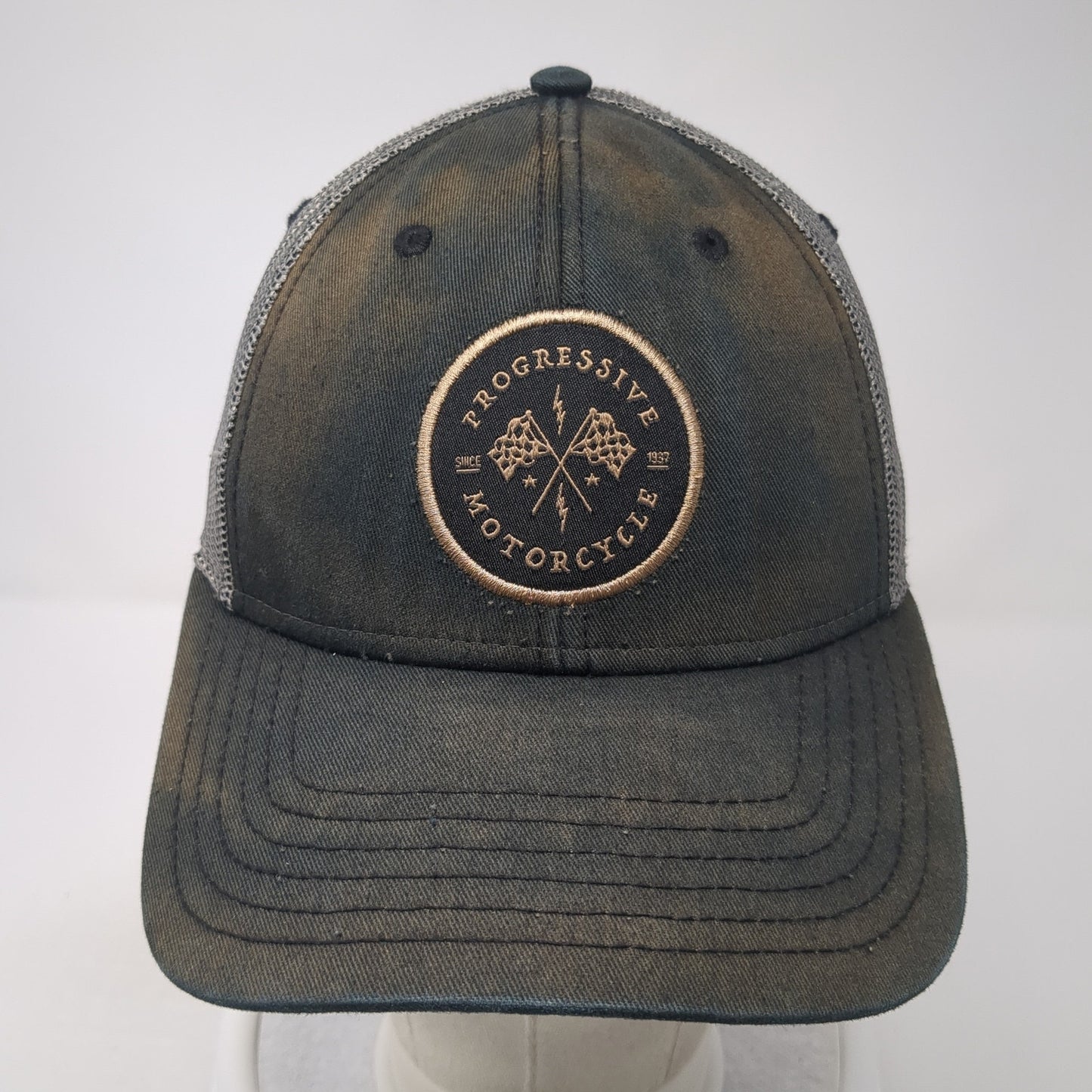 Progressive Motorcycle Trucker Hat Black OS Adjustable Embroidered Cap America