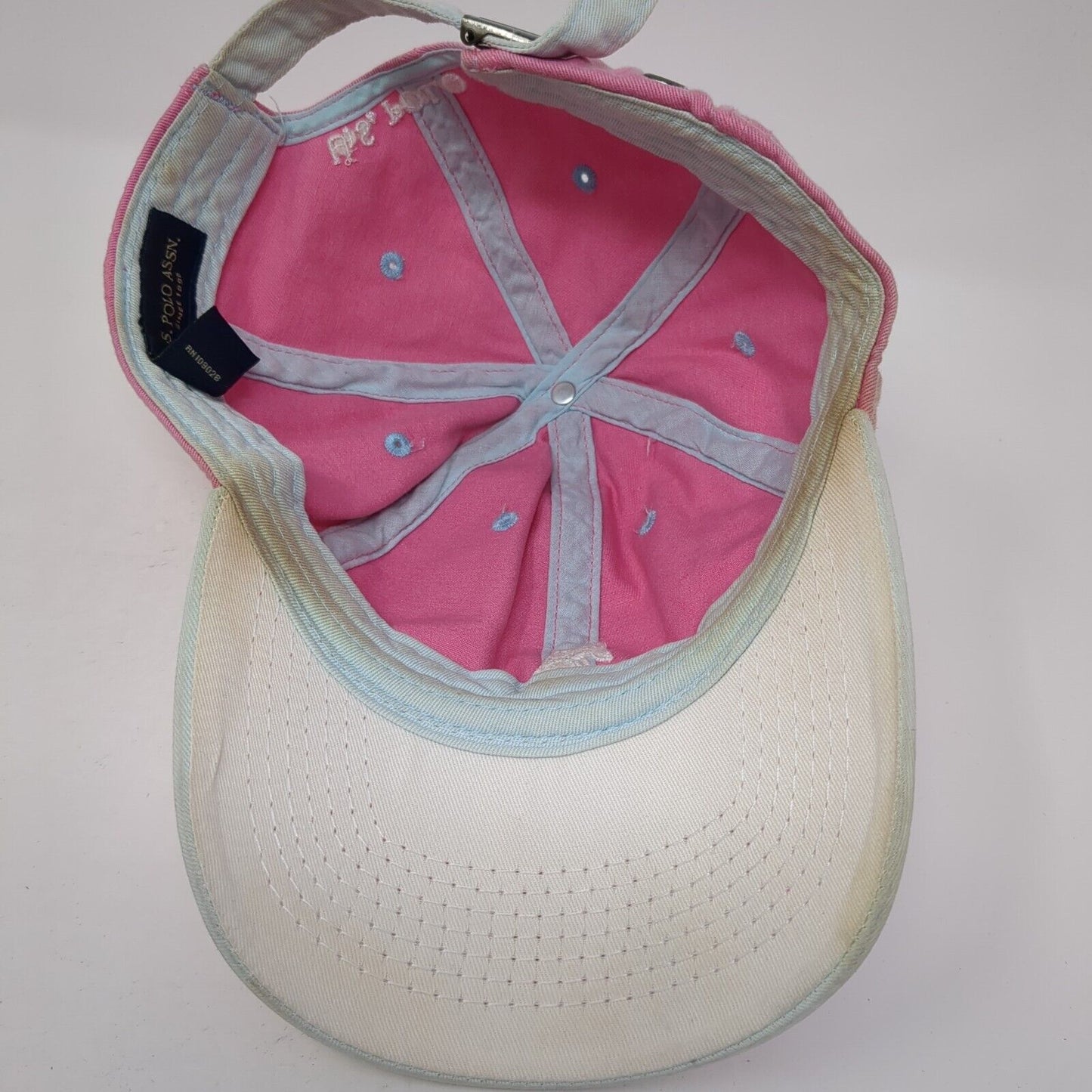 US Polo Assn Slideback Hat Pink One Size Adjustable Embroidered 6 Panel Cotton
