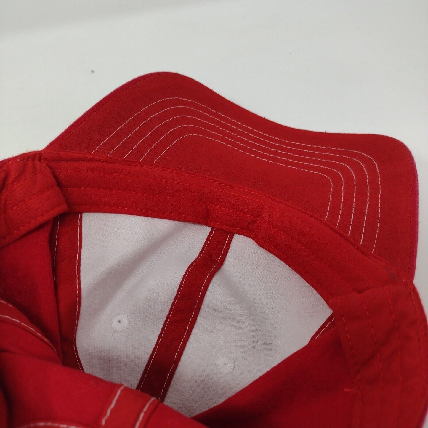 Unbranded Strapback Hat Red OSFM Adjustable Vented Holes 6 Panel Blank
