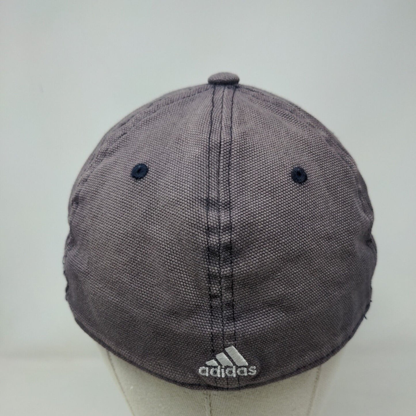 Adidas 3 Stripes Fitted Hat Blue L/XL Embroidered A-Flex Solid 6 Panel