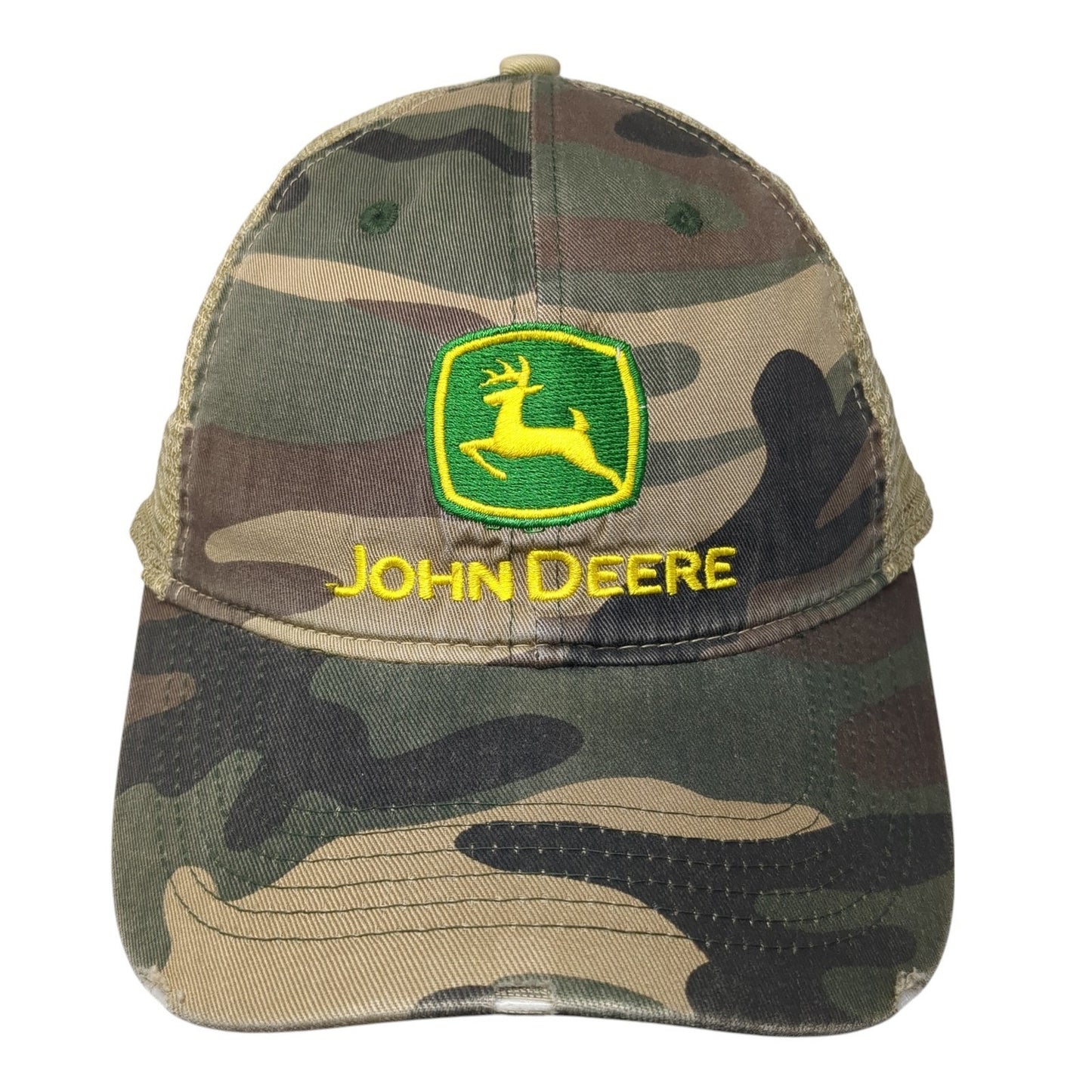 John Deere Snapback Trucker Hat Multicolor One Size Adjustable Mesh Back Camo
