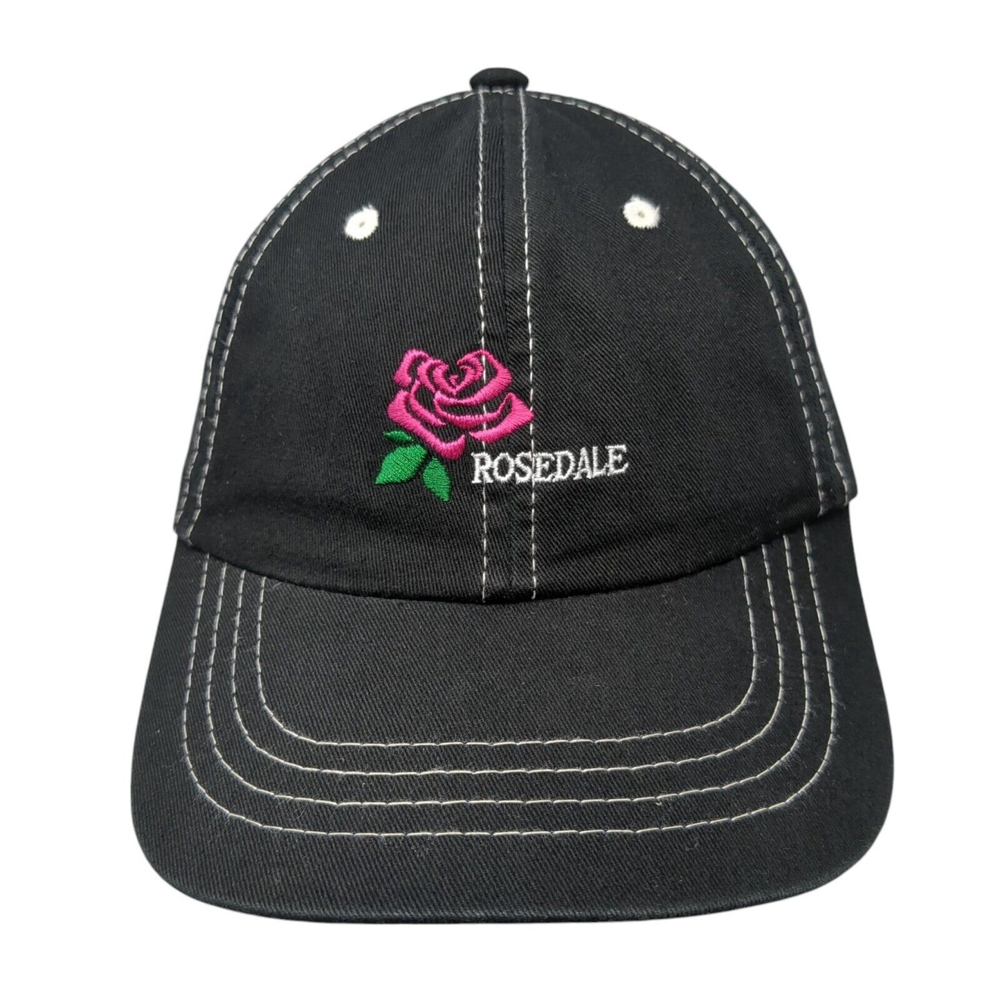 Rosedale Slideback Hat Black One Size Adjustable Embroidered Floral Town Talk