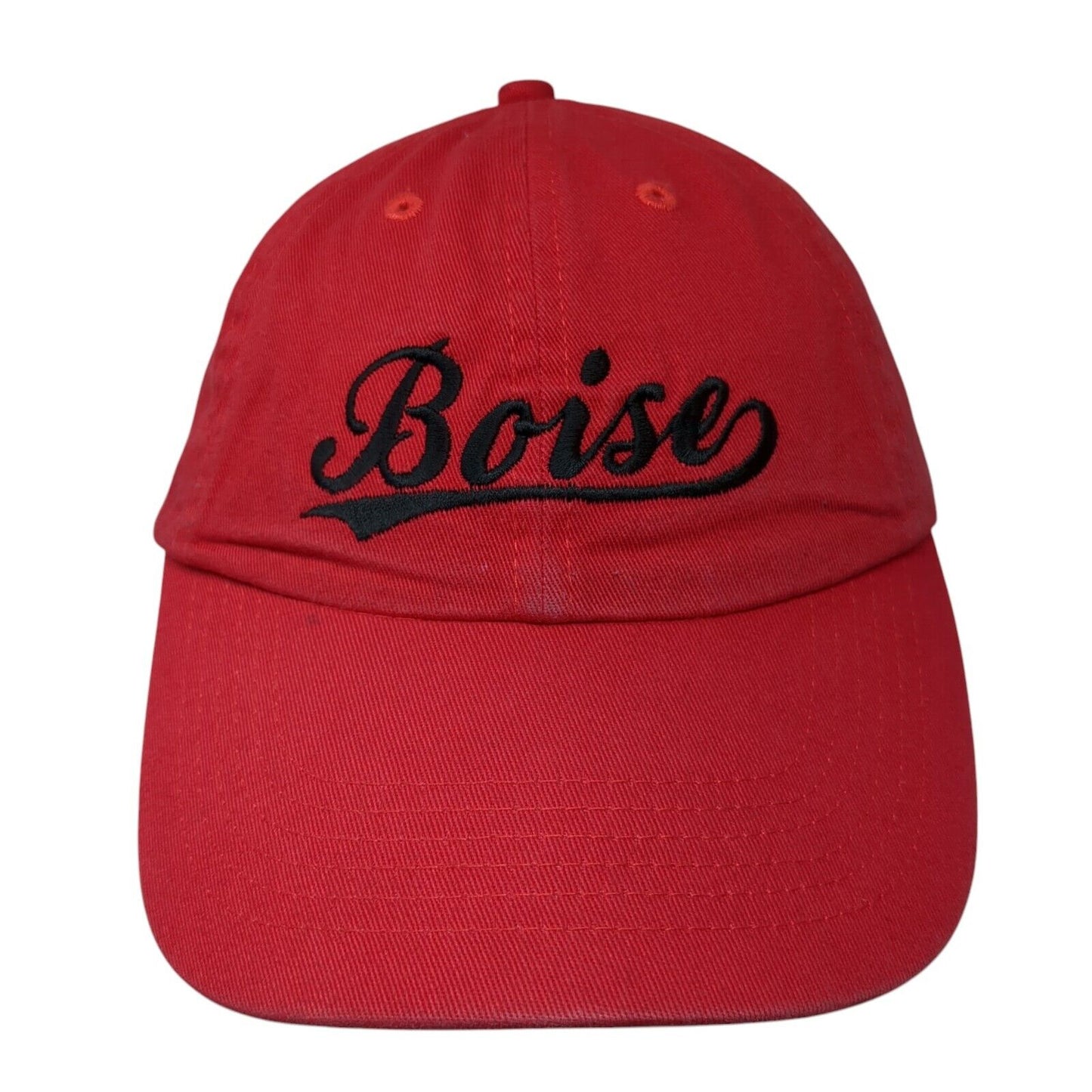 Boise Slideback Hat Red One Size Adjustable Embroidered Vented Holes 6 Panel